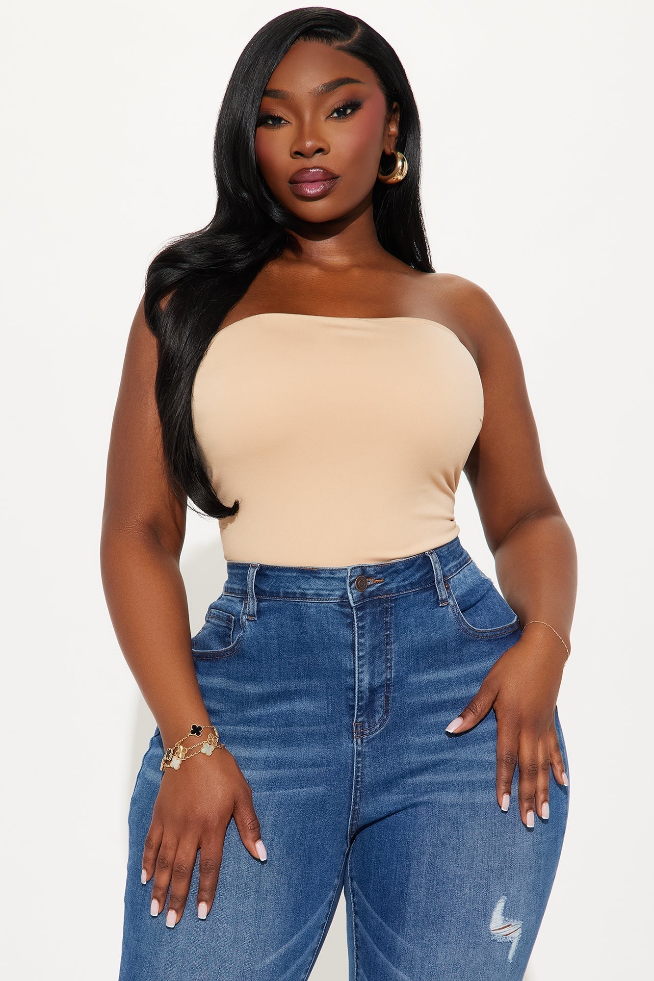 Alli Double Lined Strapless Bodysuit - Nude