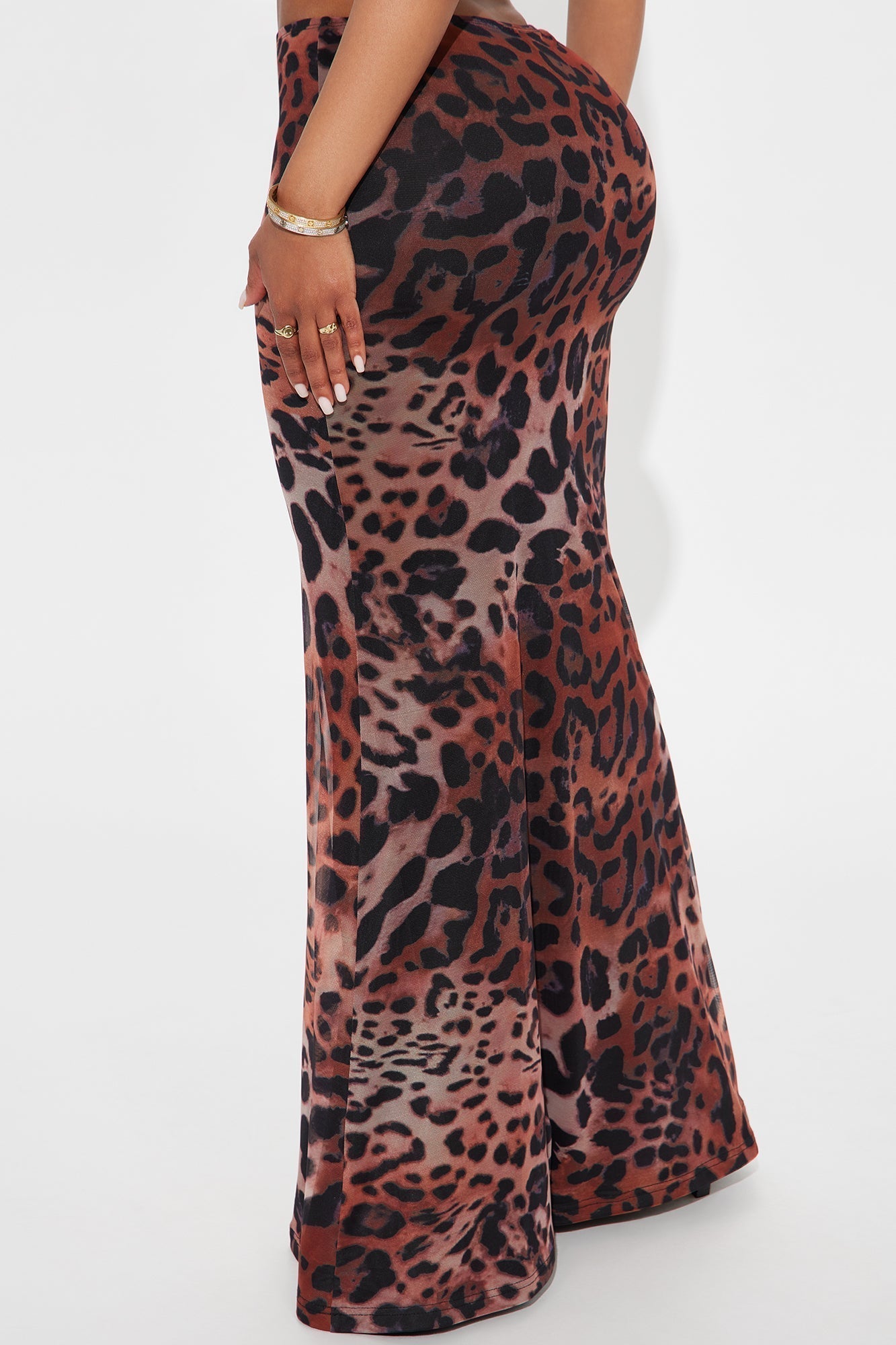 She's Been Spotted Leopard Mesh Maxi Skirt - Brown/combo