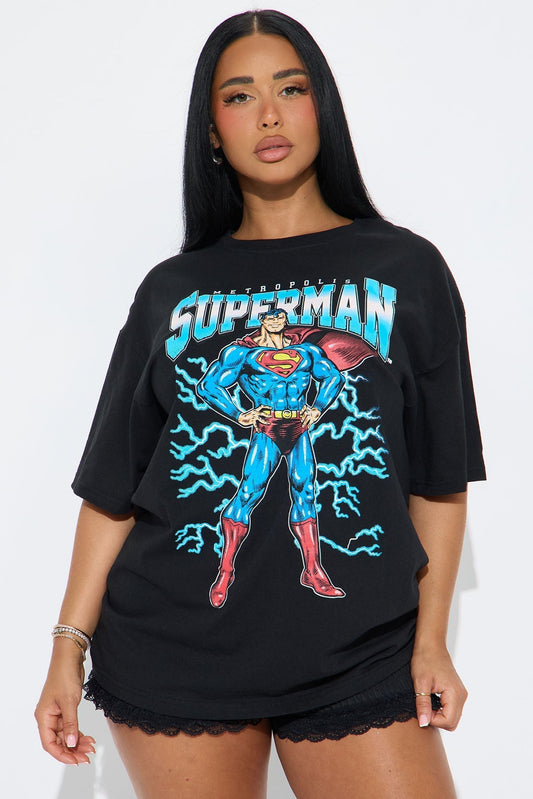 Superman Oversized Tee - Black