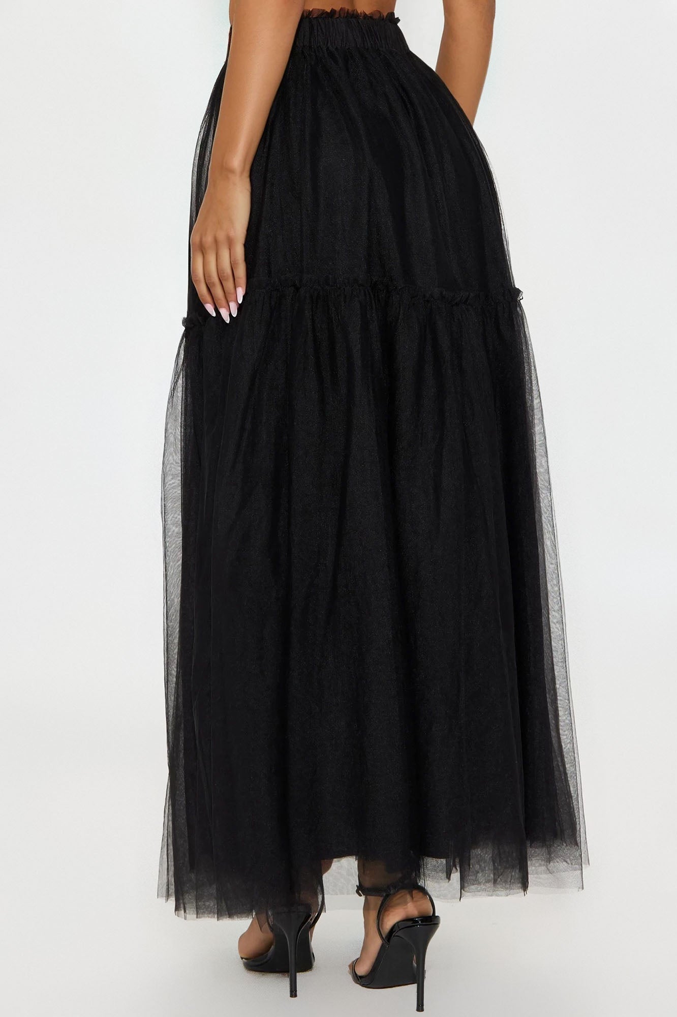 Vivian Sheer Tulle Maxi Skirt - Black