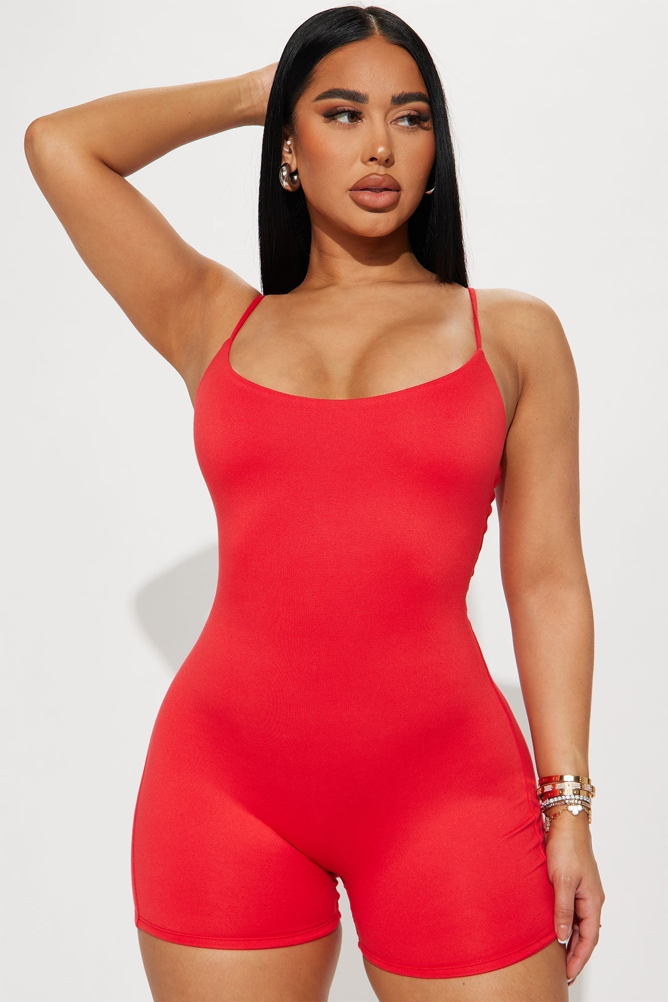 Vicky Double Lined Romper - Red