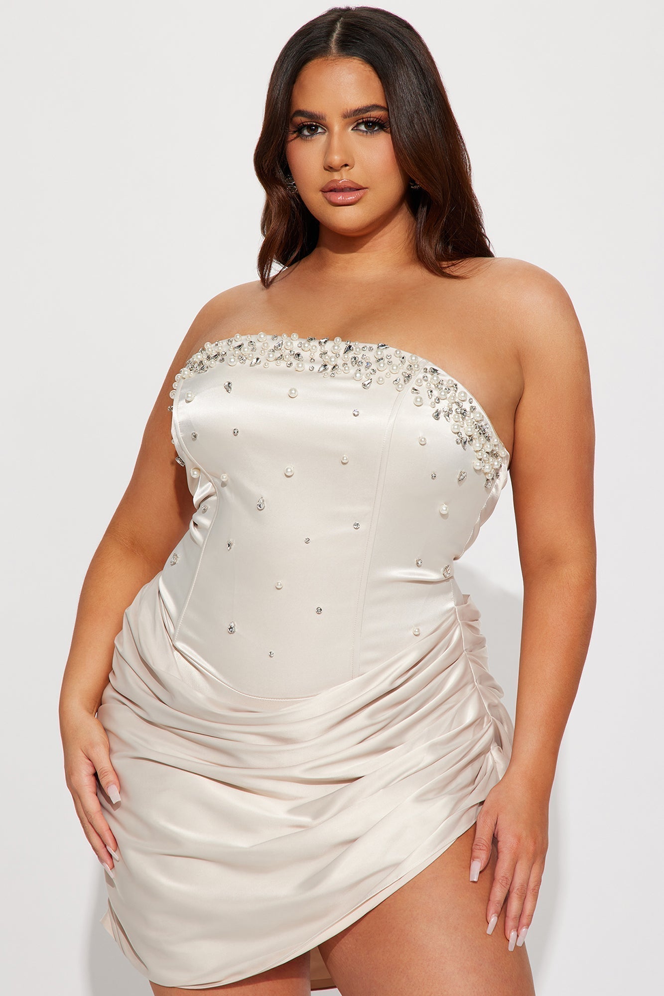 Lady Ariel Satin Mini Dress - Pink