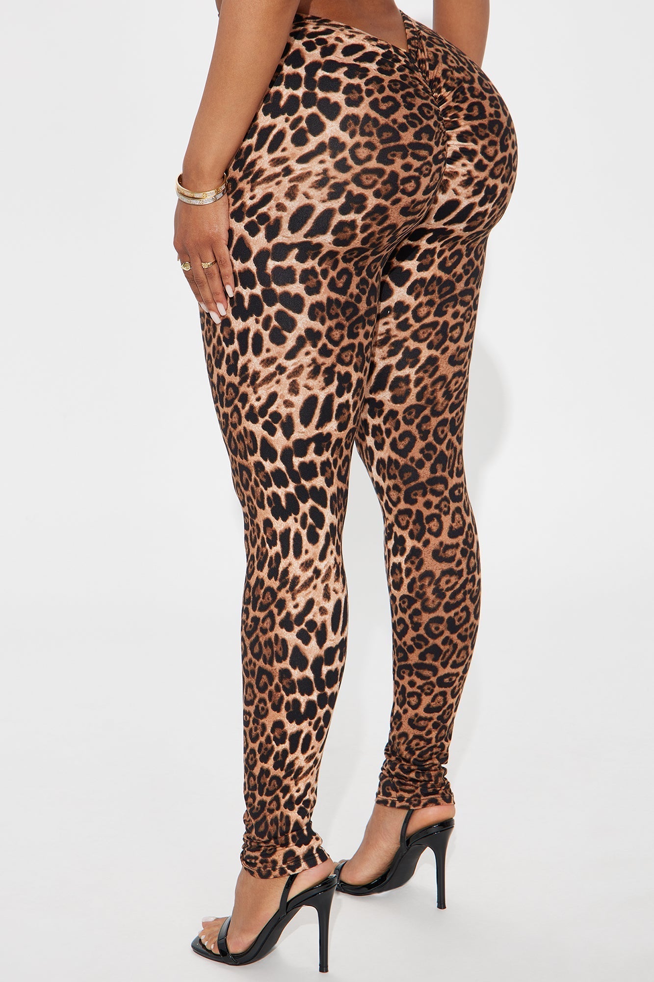 Unapologetically Fierce Leopard Butt Ruched Legging - Brown Combo
