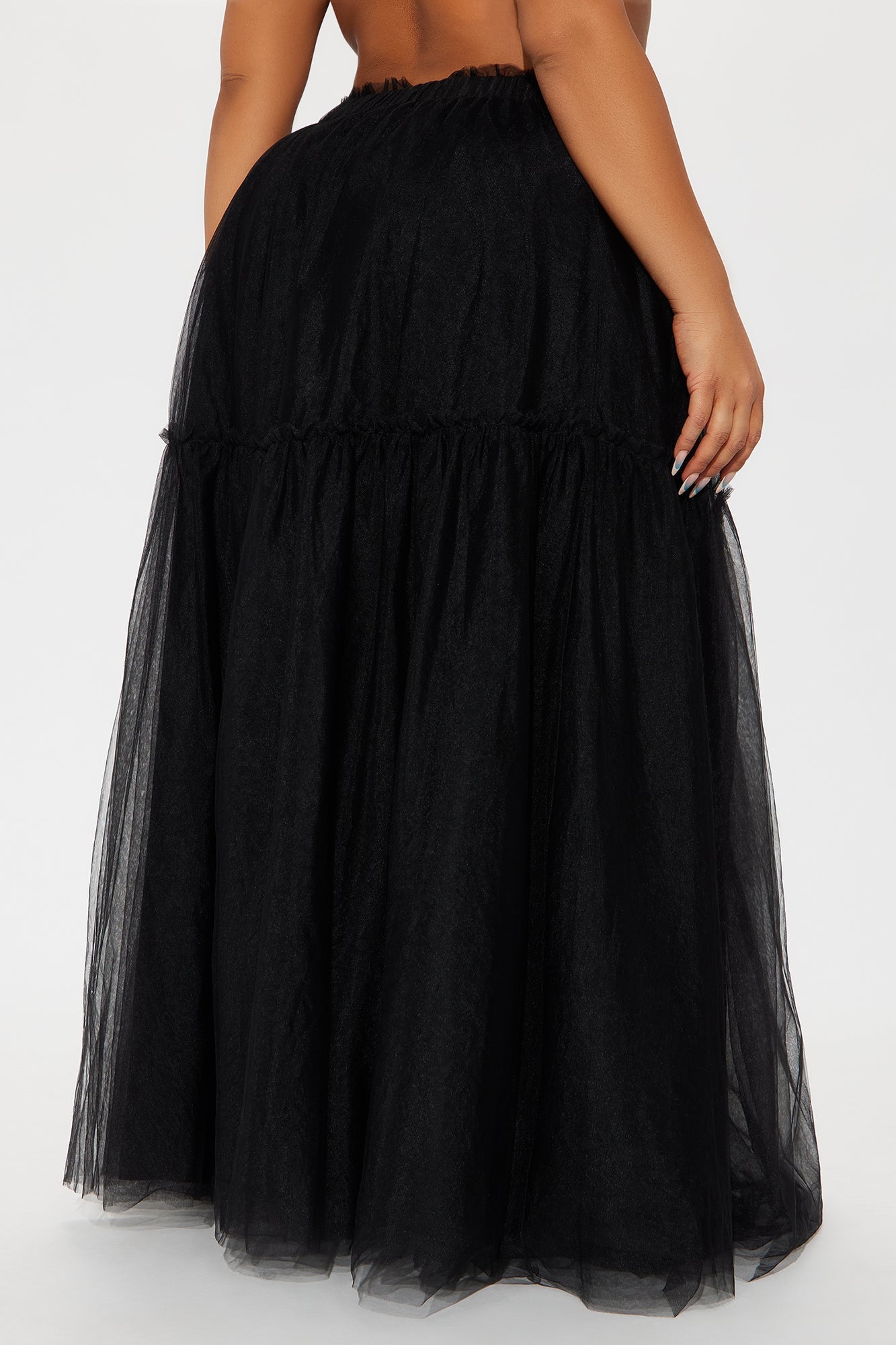 Vivian Sheer Tulle Maxi Skirt - Black