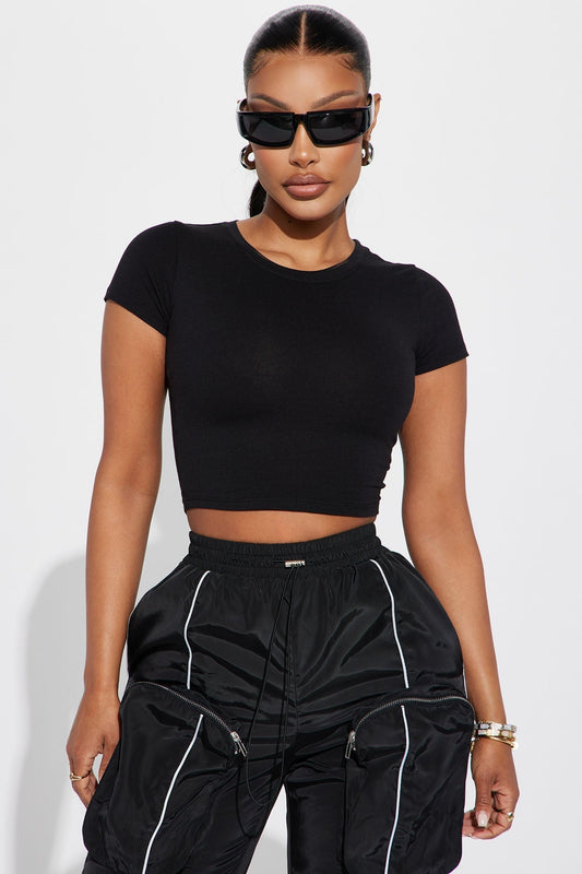 Judia Crew Neck Top - Black