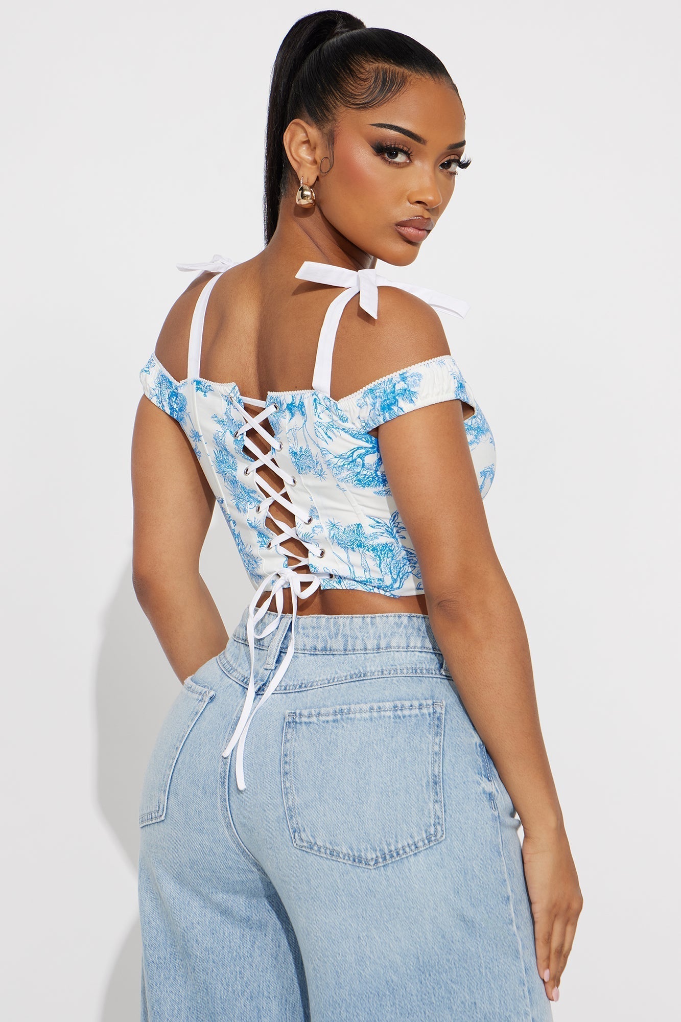 Sarita Corset Top - Blue/combo