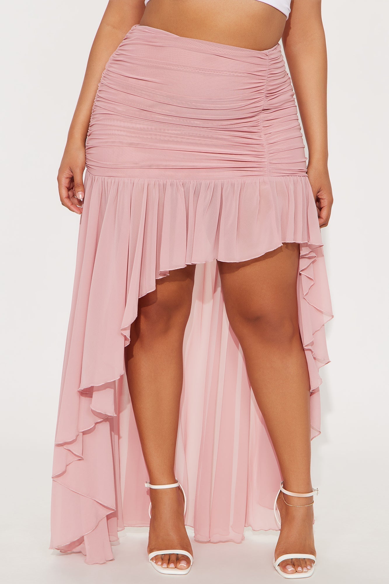 Aria Asymmetrical High Low Maxi Skirt - Mauve