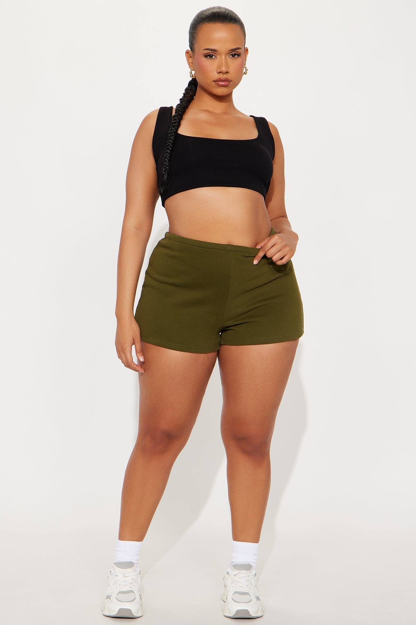 French Terry Drawstring Sweat Shorts - Olive