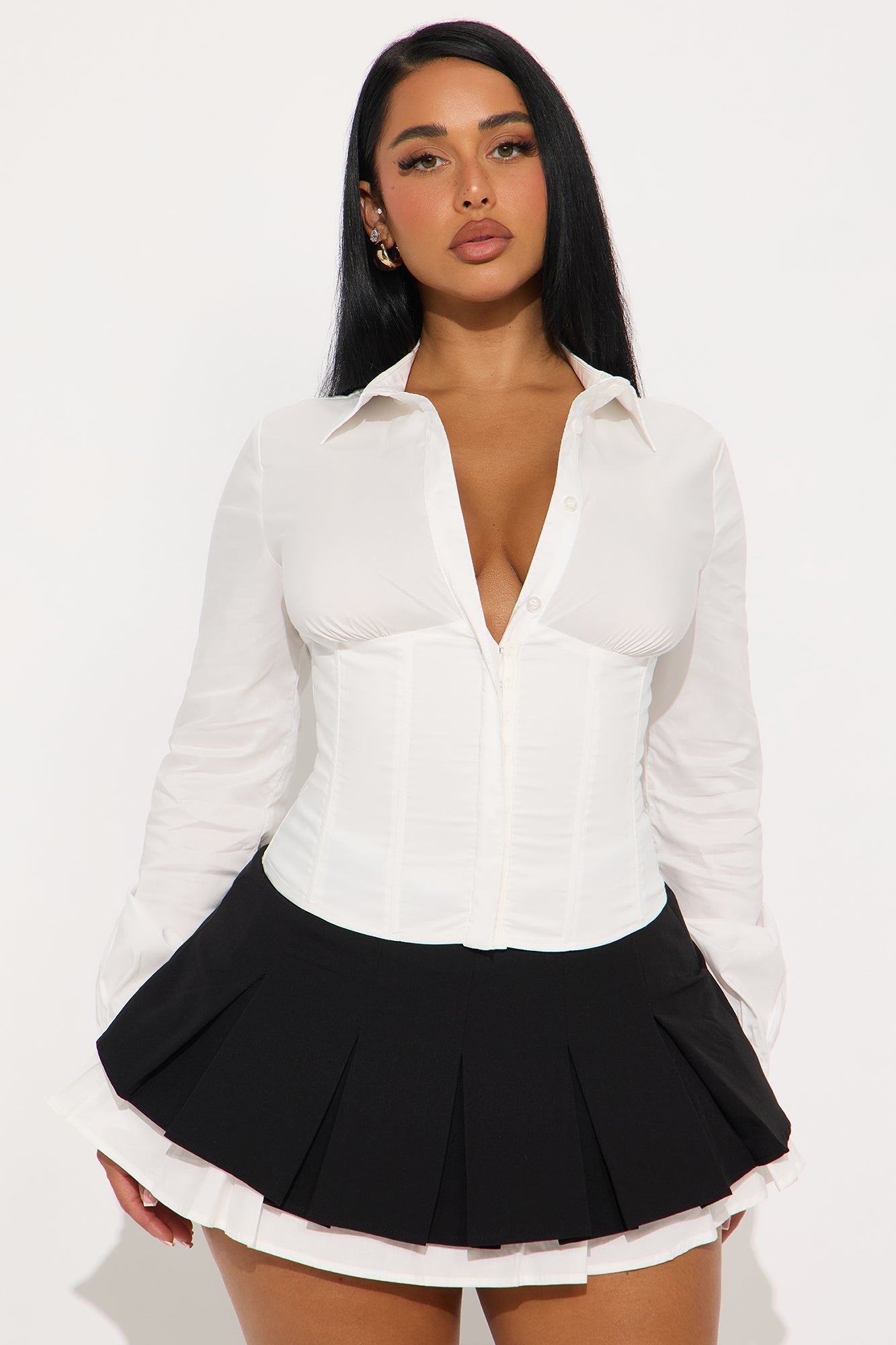 Your New Obsession Poplin Corset Shirt - White