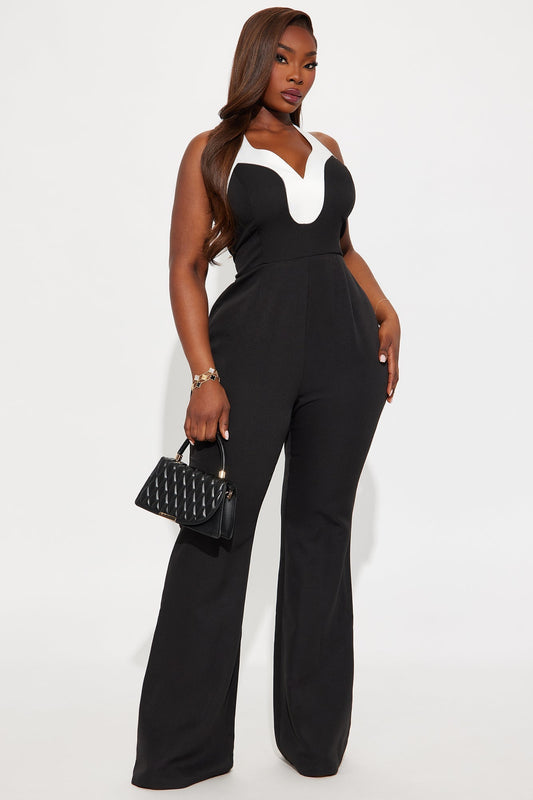 Giselle Flare Leg Jumpsuit - Black