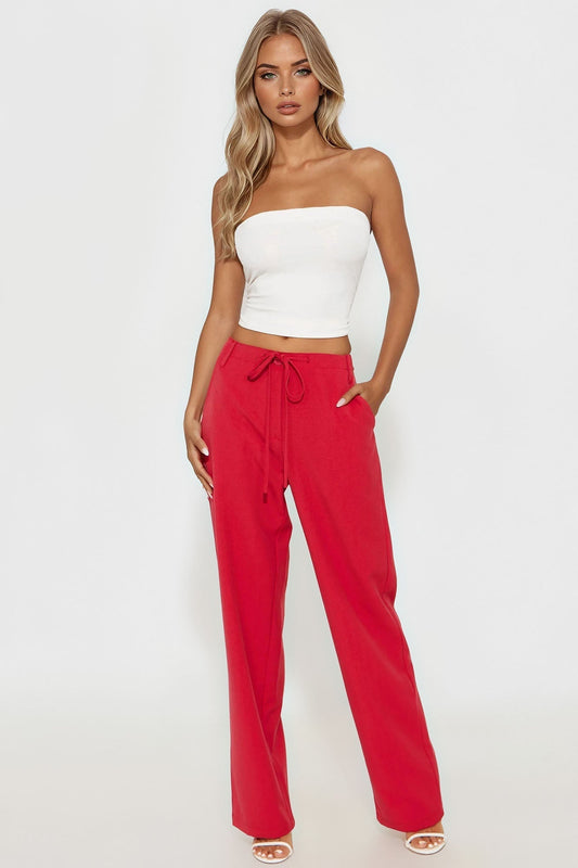 Hear Me Out Straight Leg Trouser - Red