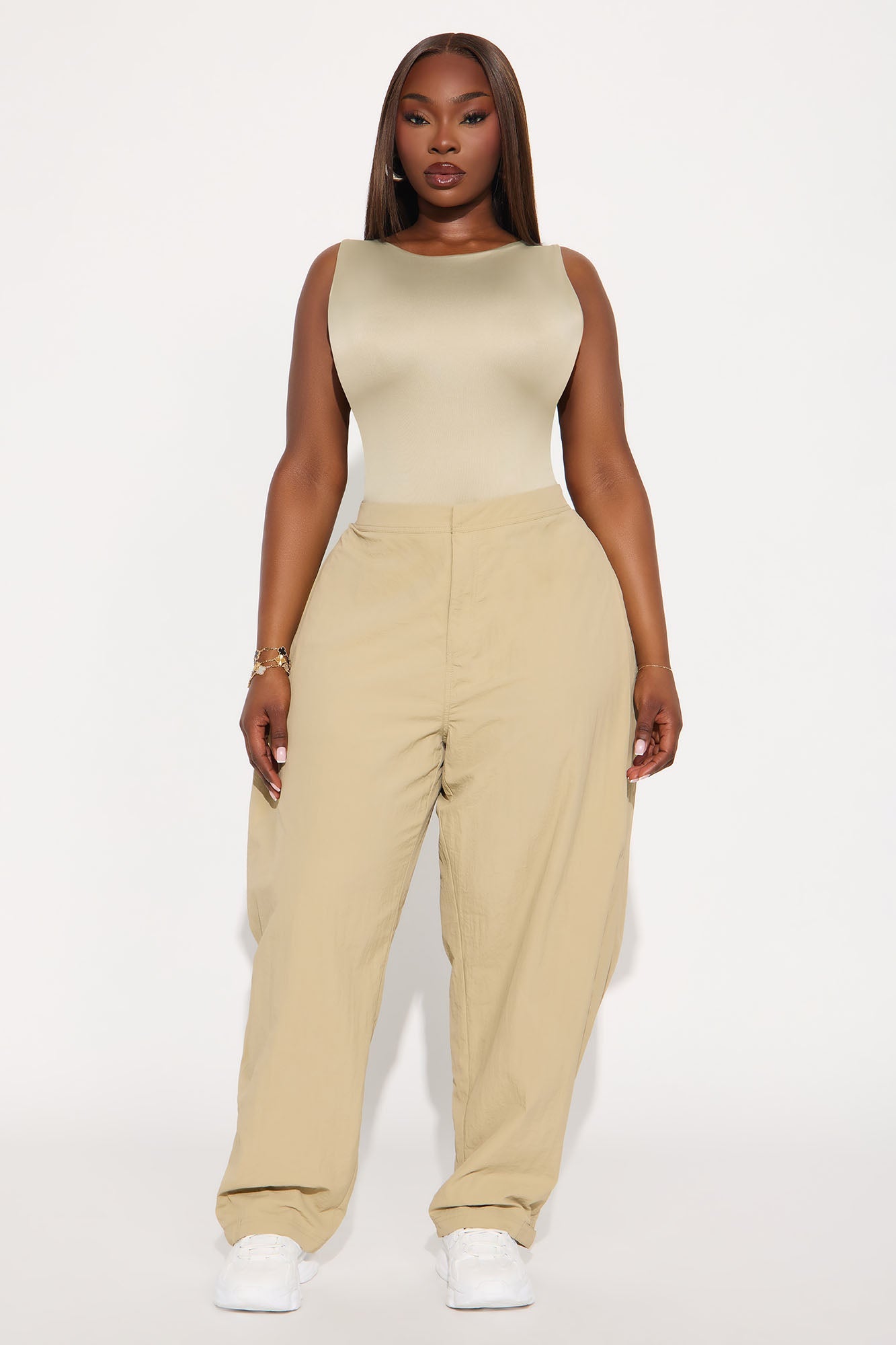 Nylon Windbreaker Pant - Taupe