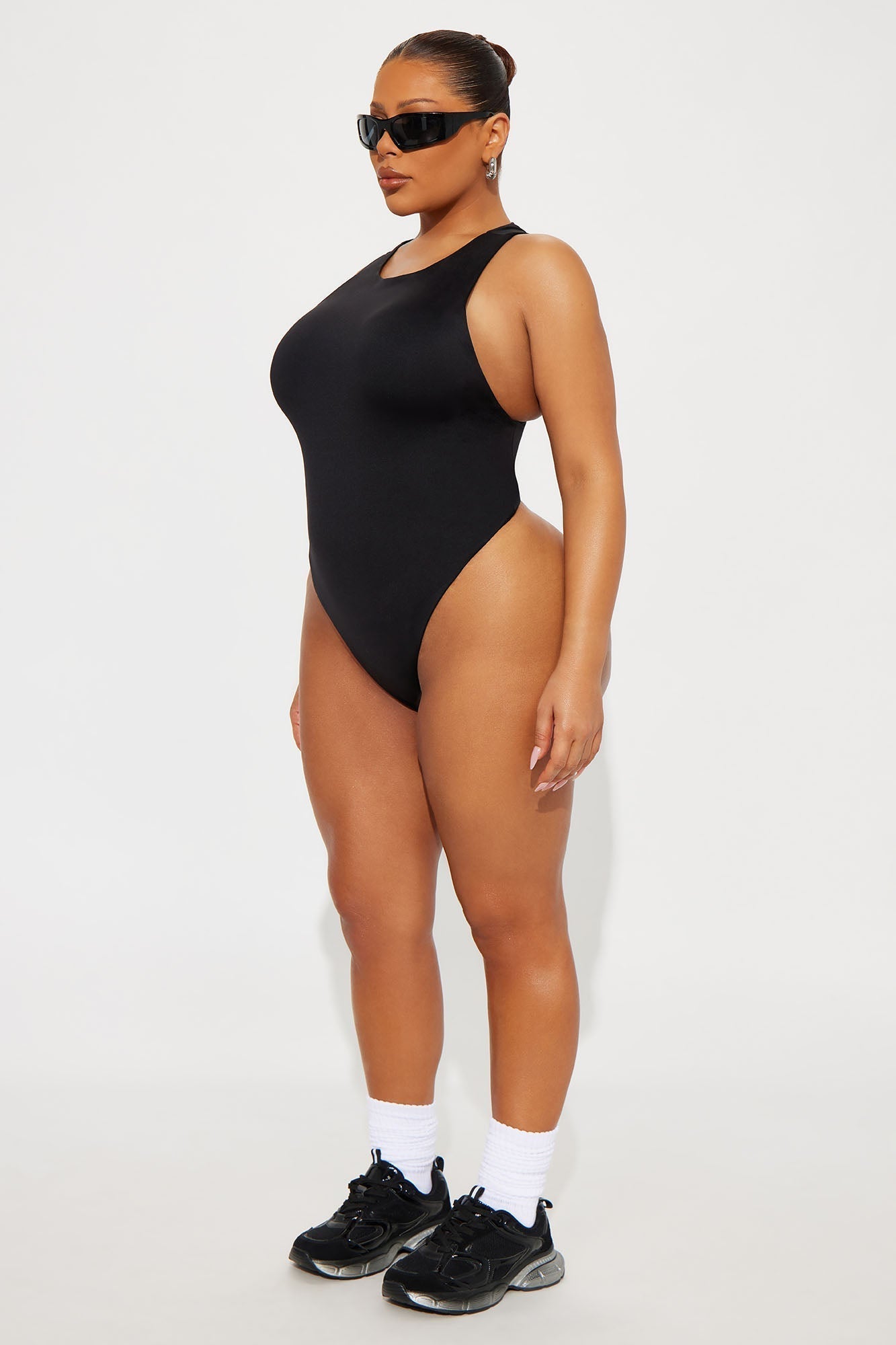 Contour Double Lined Scoop Neck Bodysuit - Black