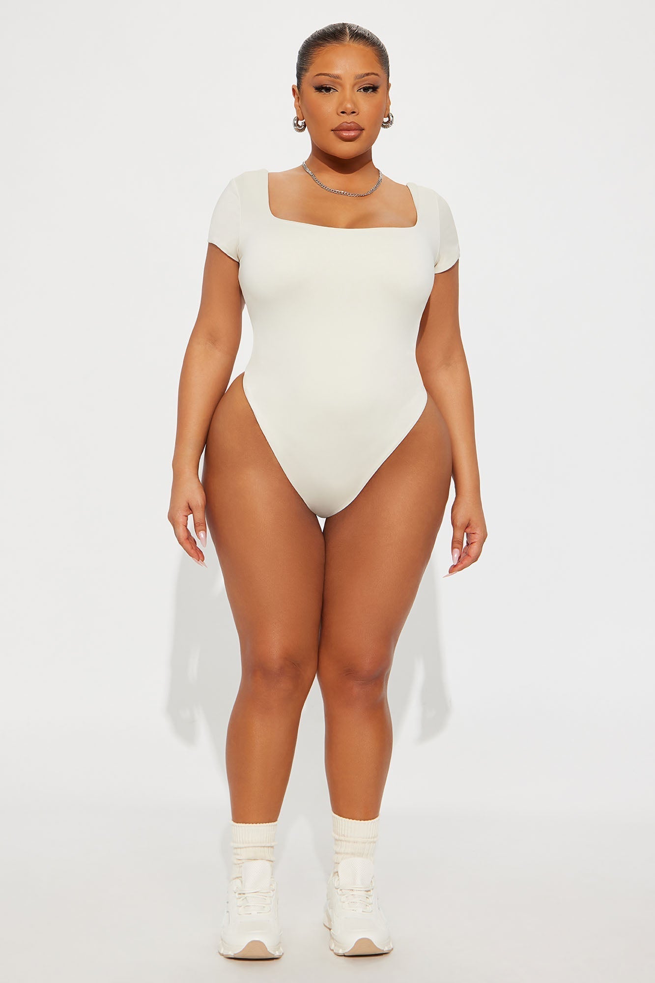 Contour Double Lined Square Neck Bodysuit - Bone