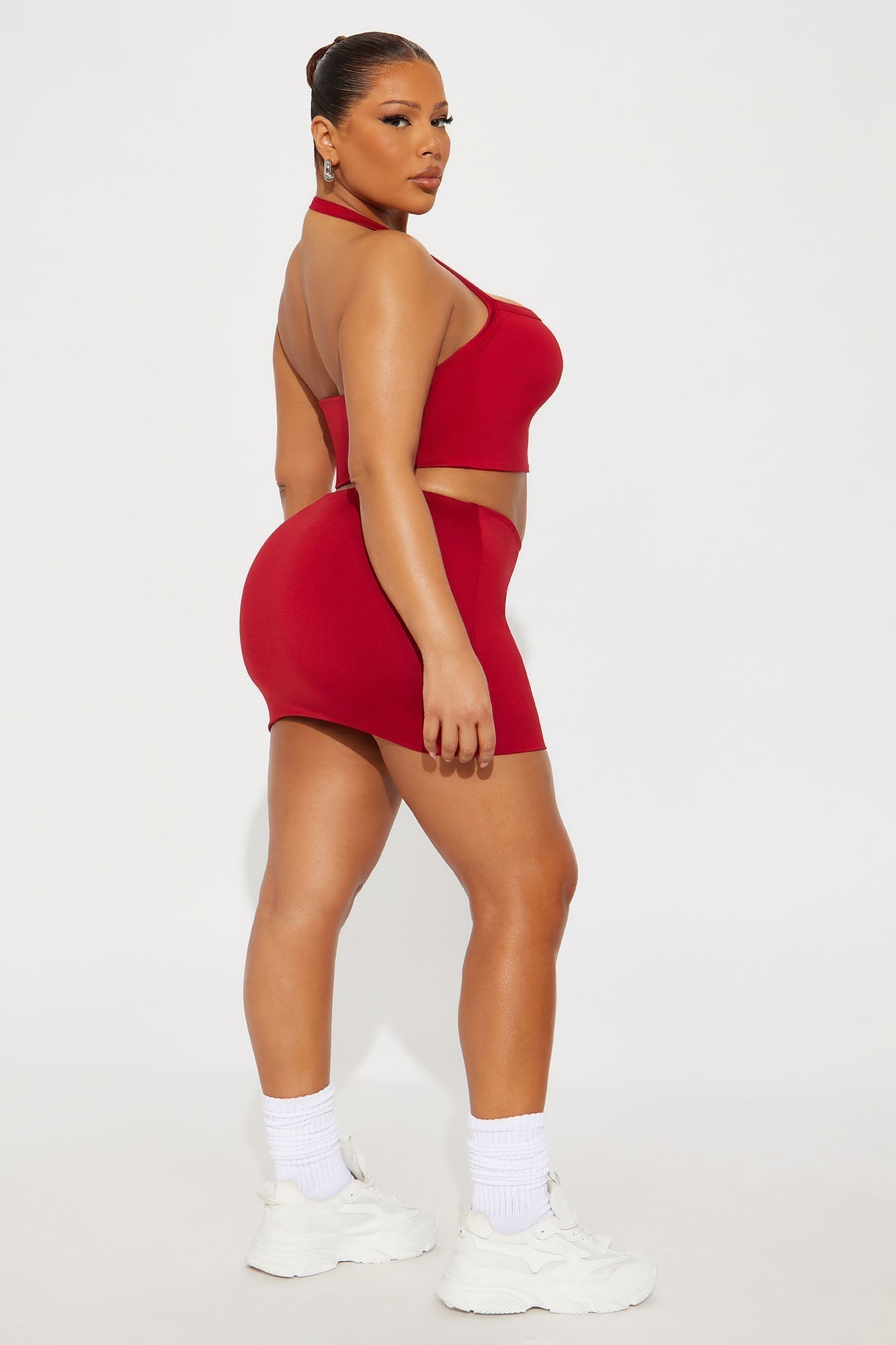 Contour Double Lined Mini Skirt - Red