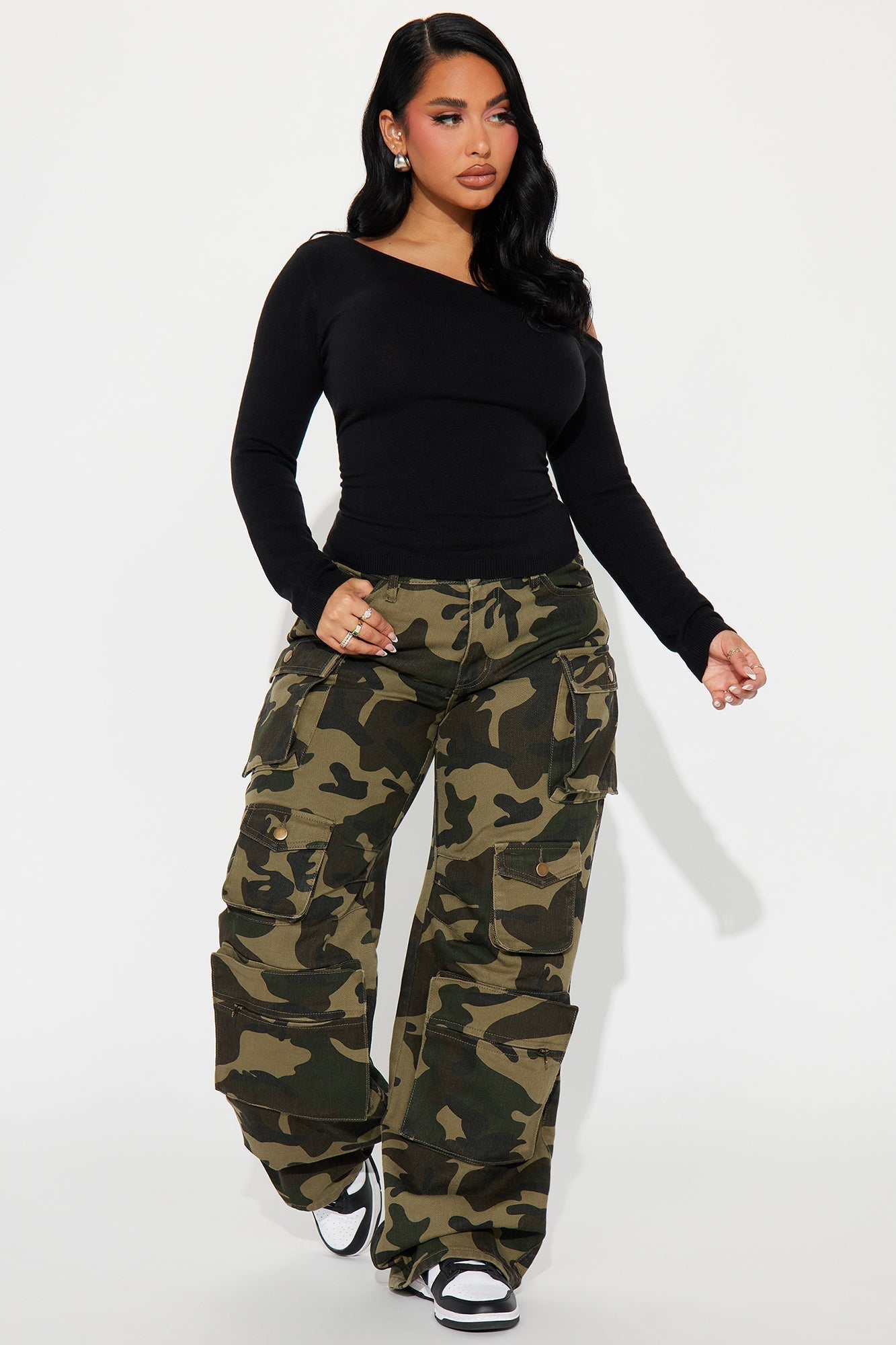 Girl Dinner One Shoulder Sweater - Black