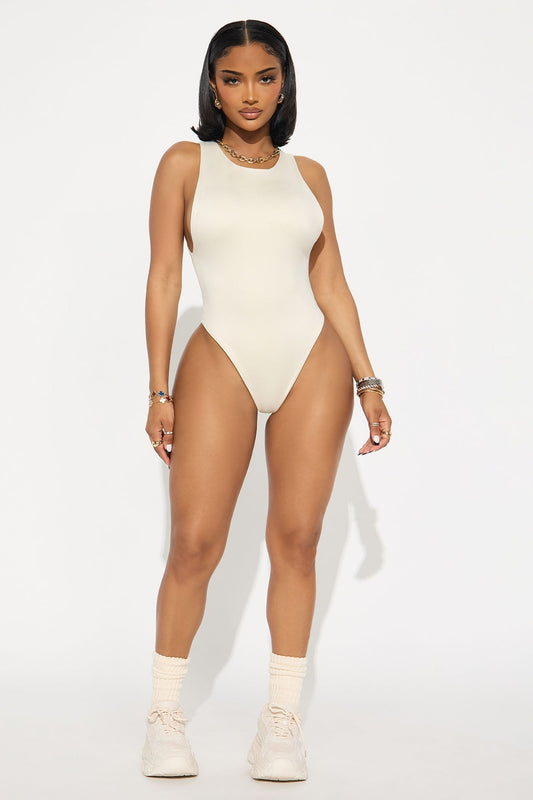 Contour Double Lined Scoop Neck Bodysuit - Bone