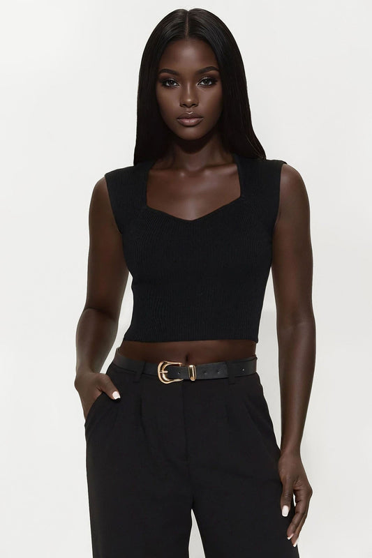 Hug Me Sweater Top - Black