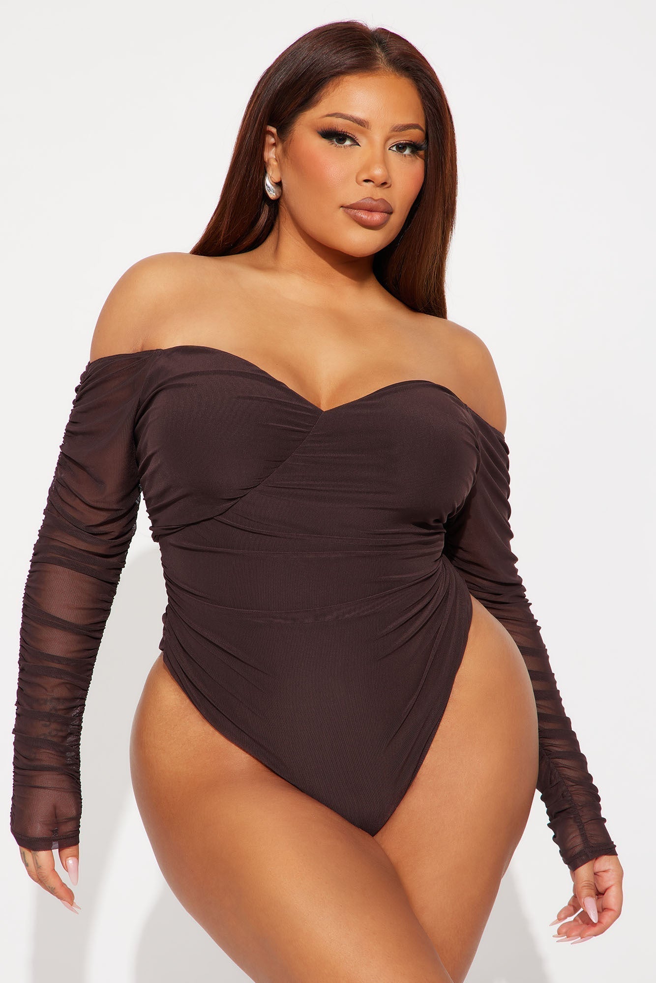 A Hot Mesh Bodysuit - Chocolate