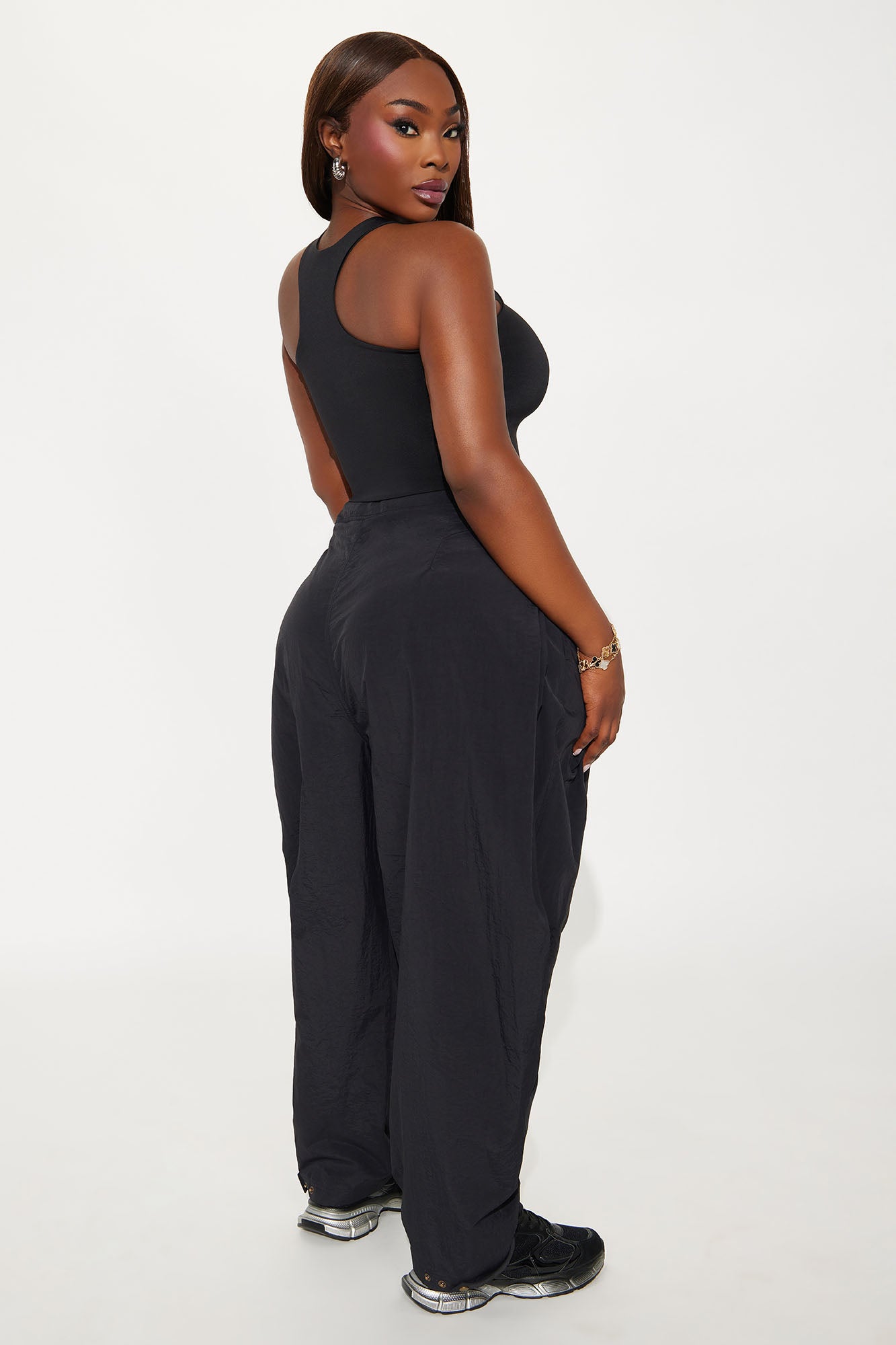 Contour Double Lined High Neck Tank Top - Black
