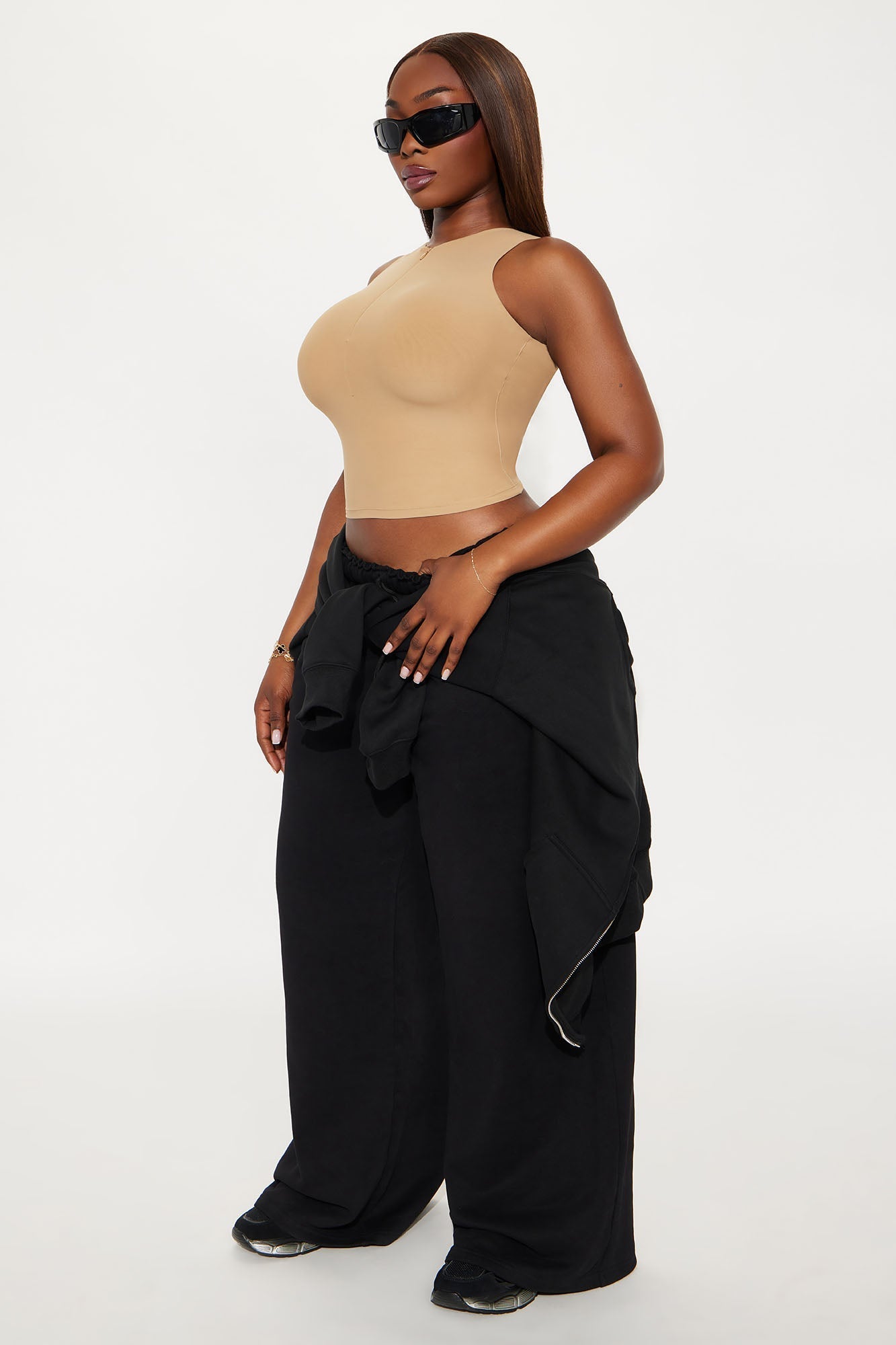Second Skin Double Lined Zip Front Tank - Mocha