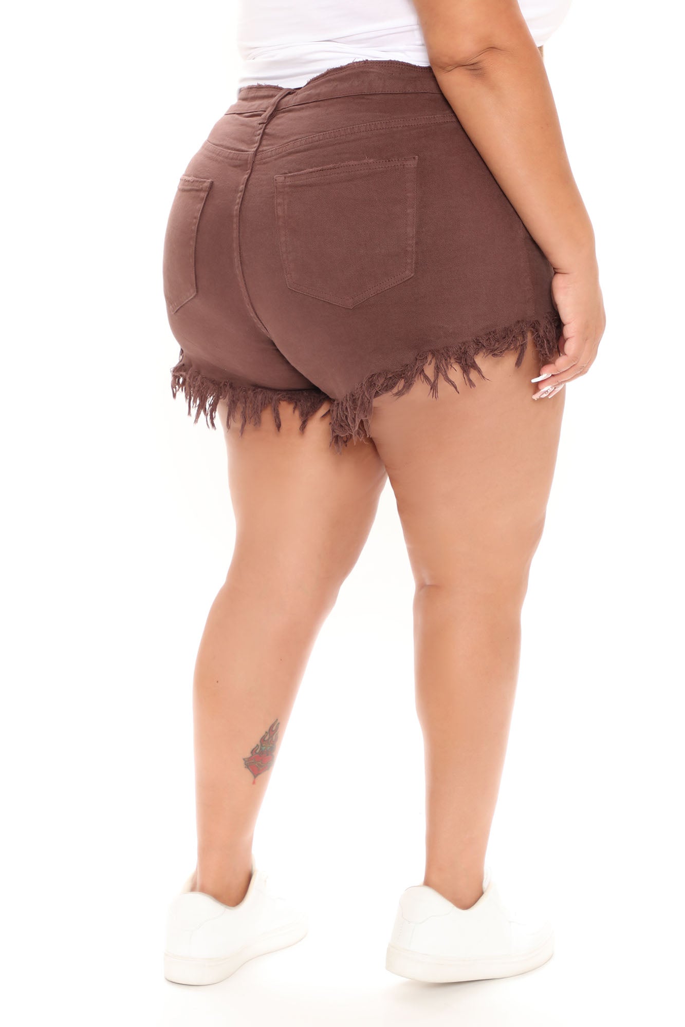 Only Good Energy Frayed Denim Shorts - Chocolate