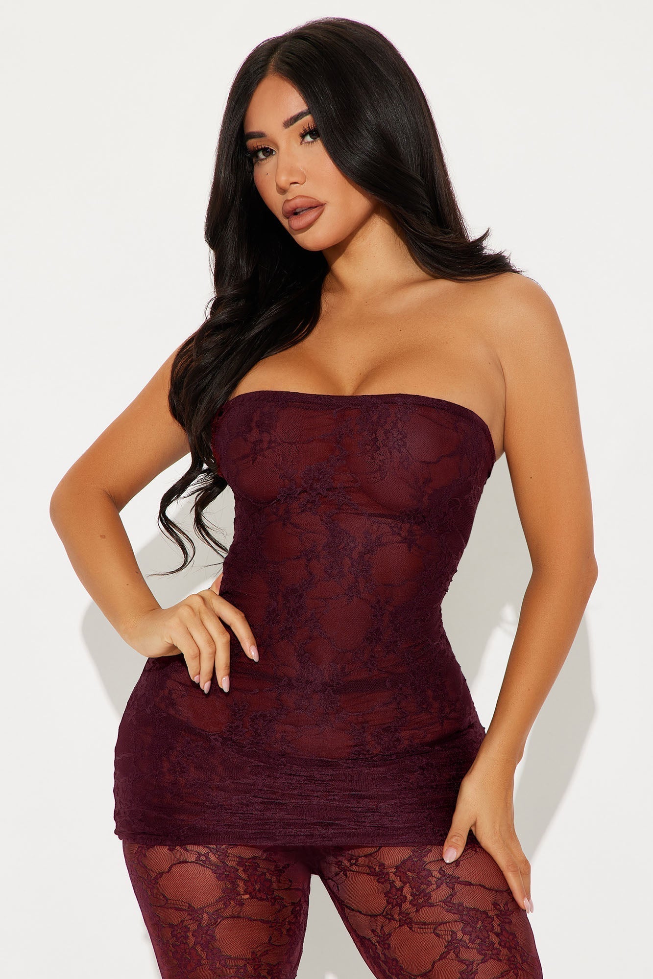 Tall So Lovely Lace Micro Mini Dress Set - Burgundy