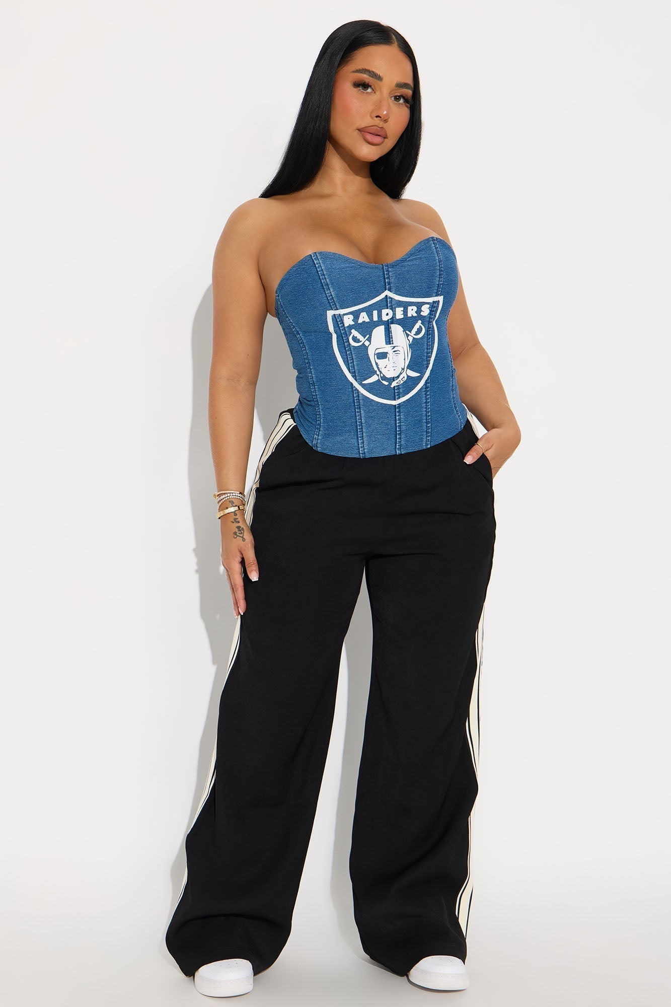 Las Vegas Raiders Denim Corset Top - Denim
