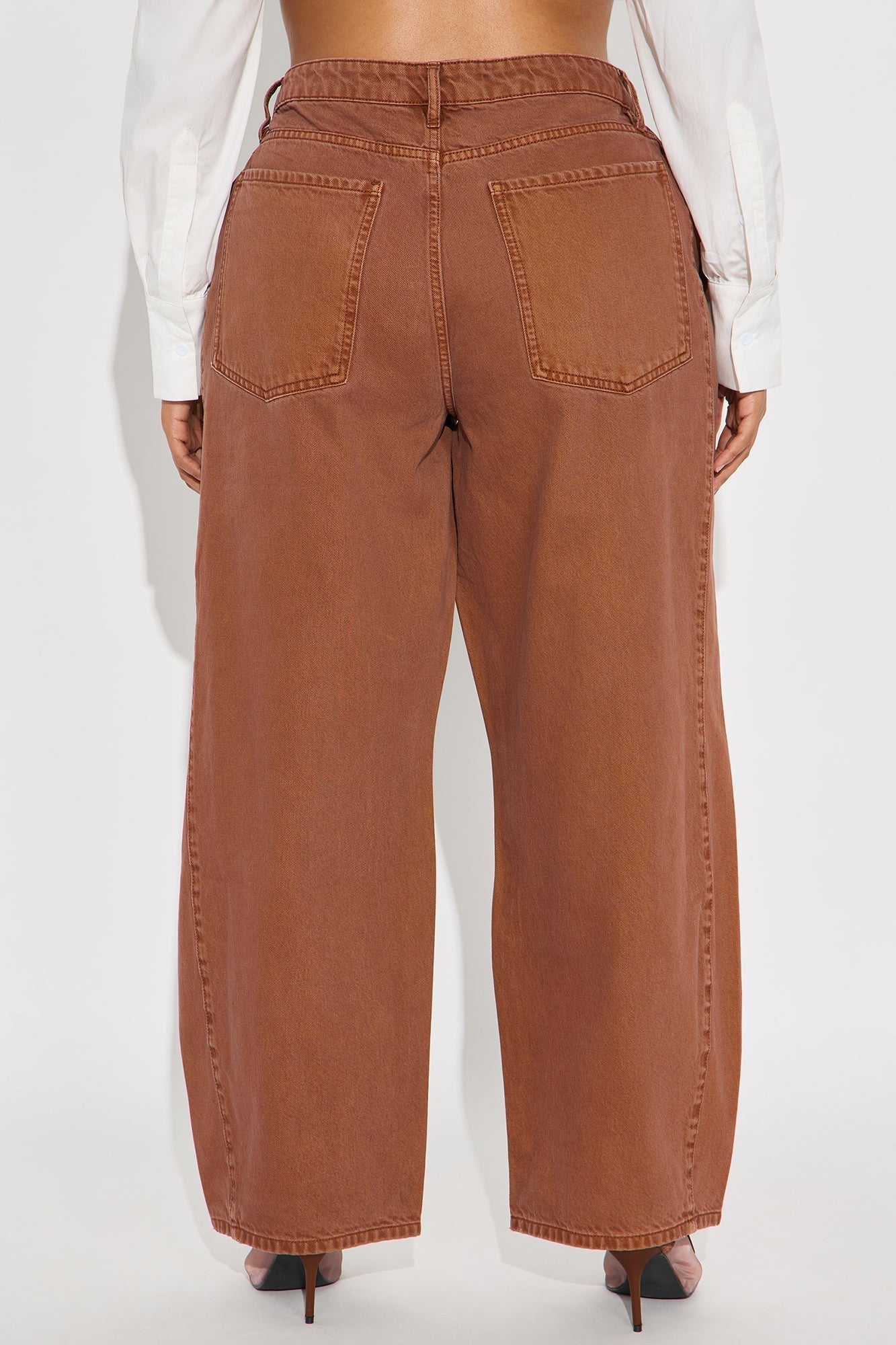 Alexandra Twill Wide Leg Barrel Pant - Rust