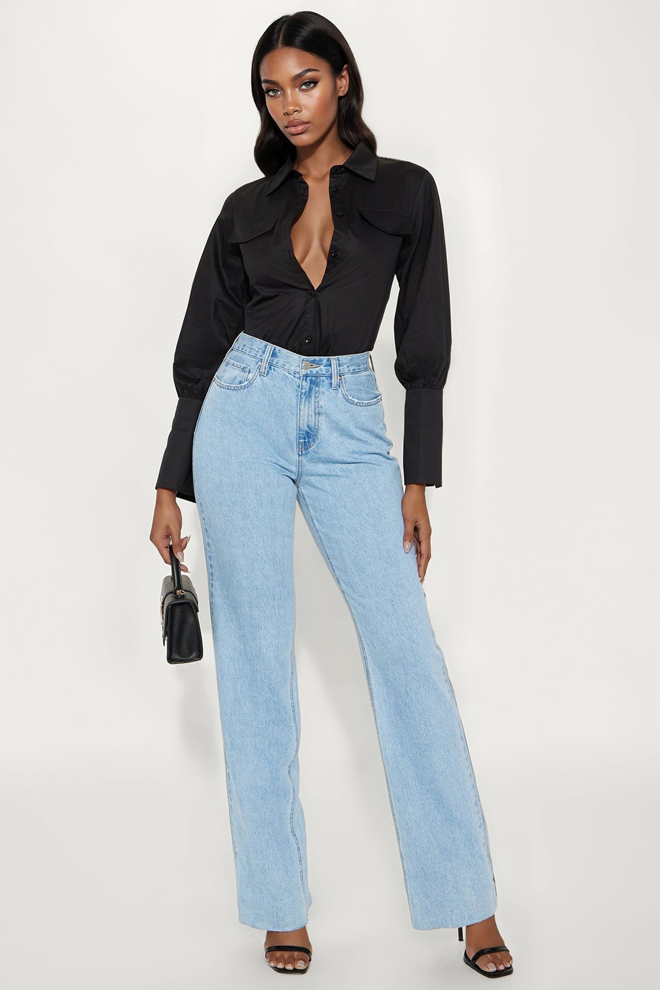 Be The Vibe Poplin Bodysuit - Black