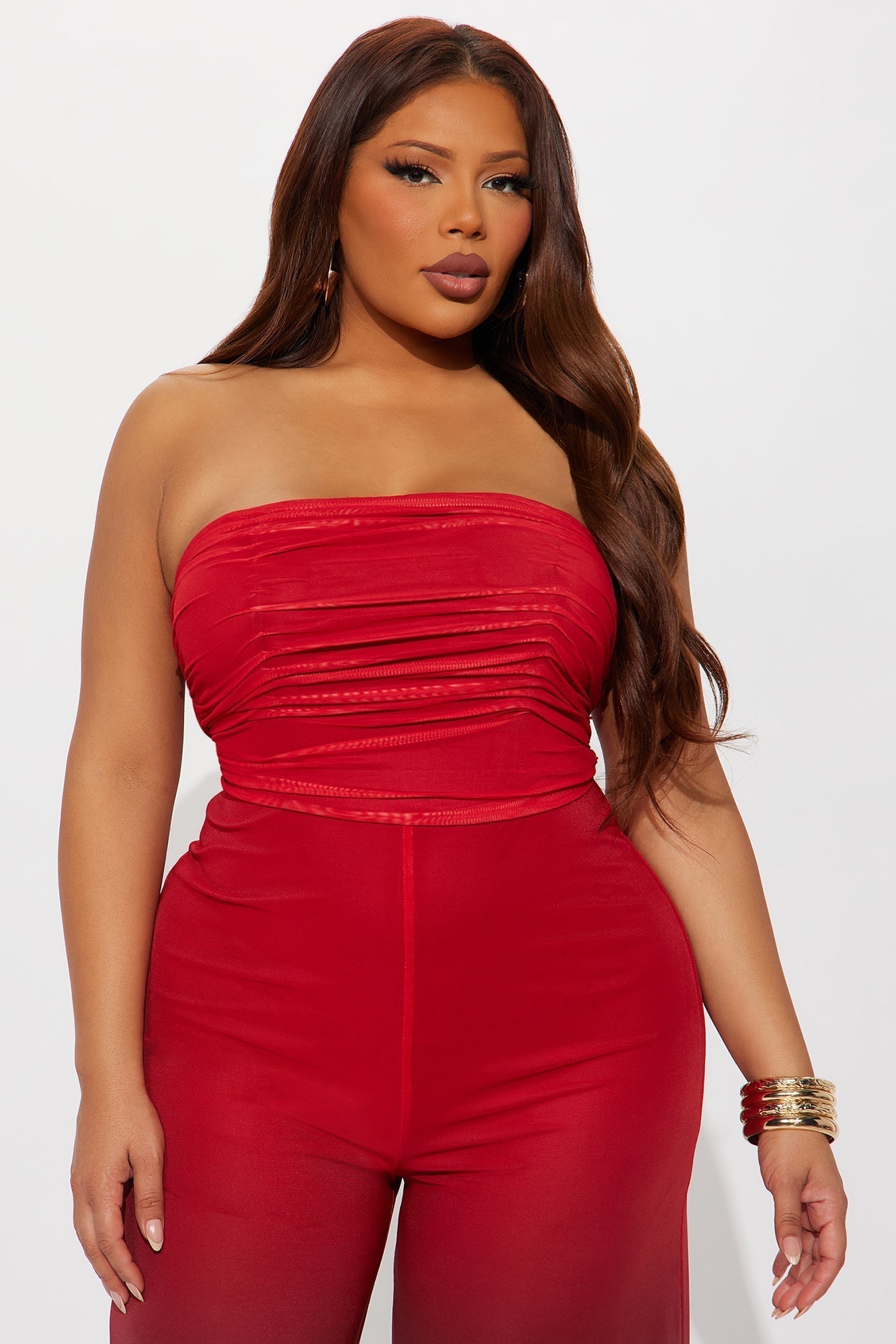 Sipping Mai Tais Mesh Jumpsuit - Red/combo