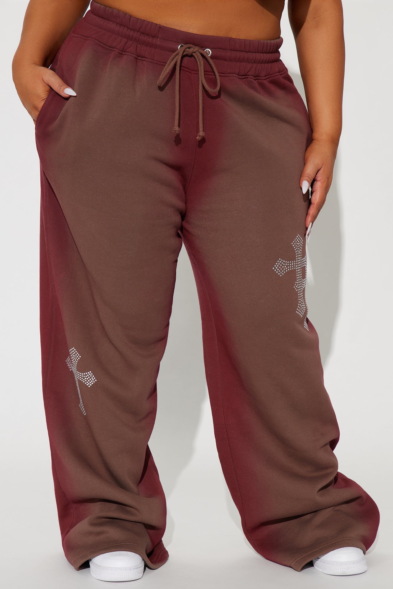 Every Day's A Good Day Washed Wide Leg Pant - Brown/combo