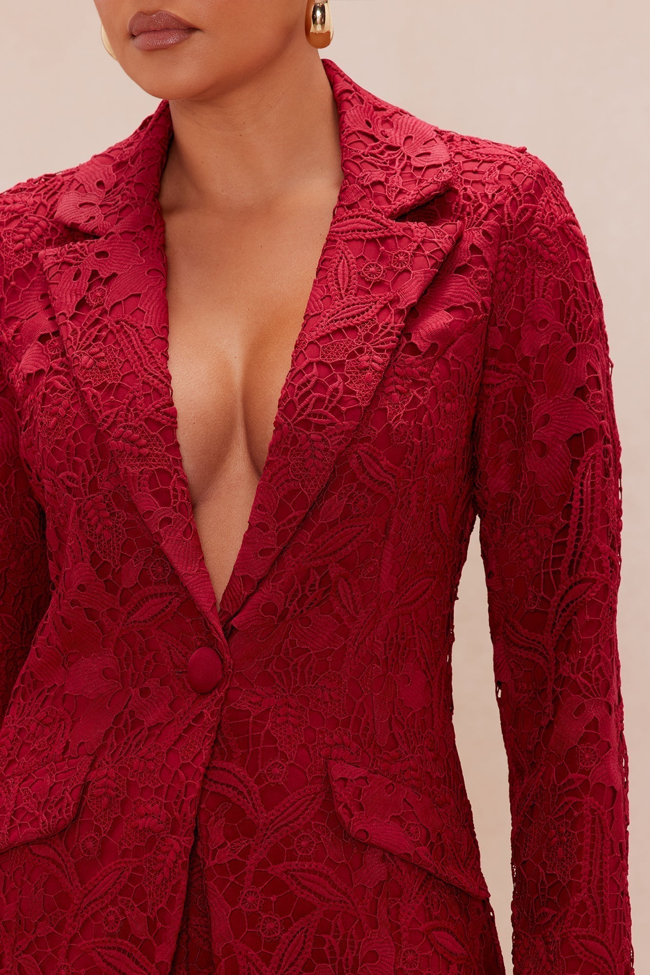 Brandi Lace Blazer - Burgundy