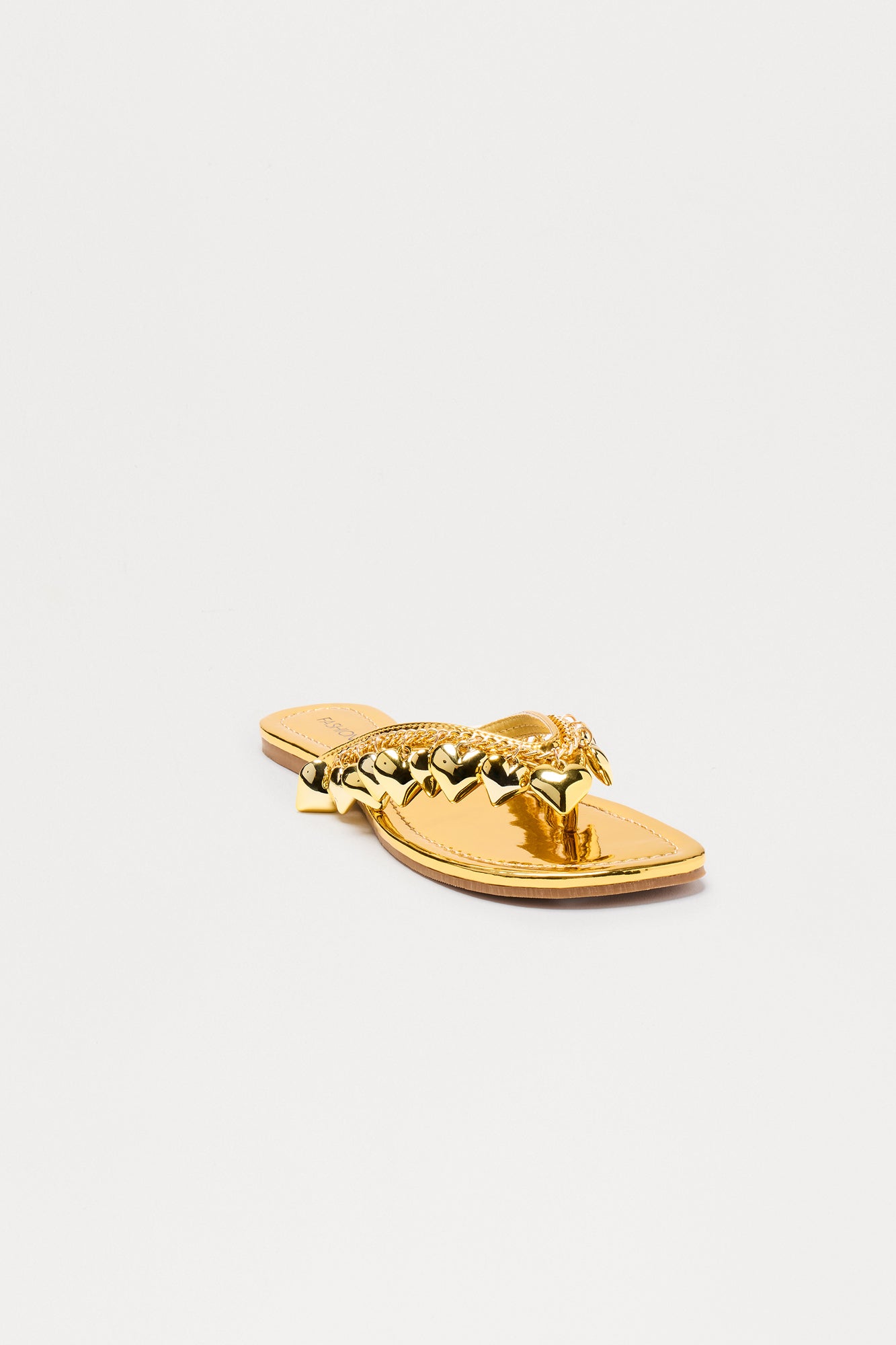 Adore Heart Flip Flops - Gold