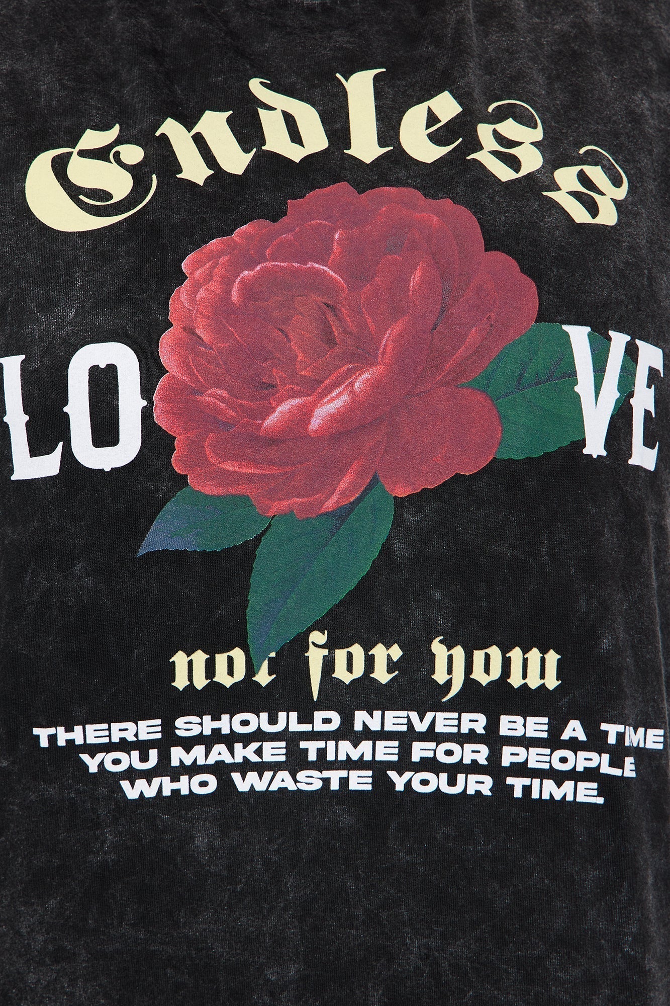 Endless Love Washed Oversized Tee - Black