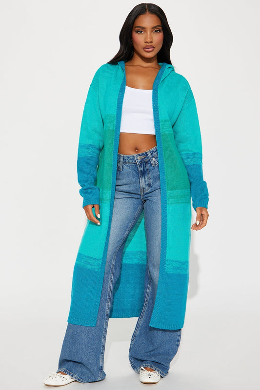 Malibu Ombre Long Cardigan - Blue/combo