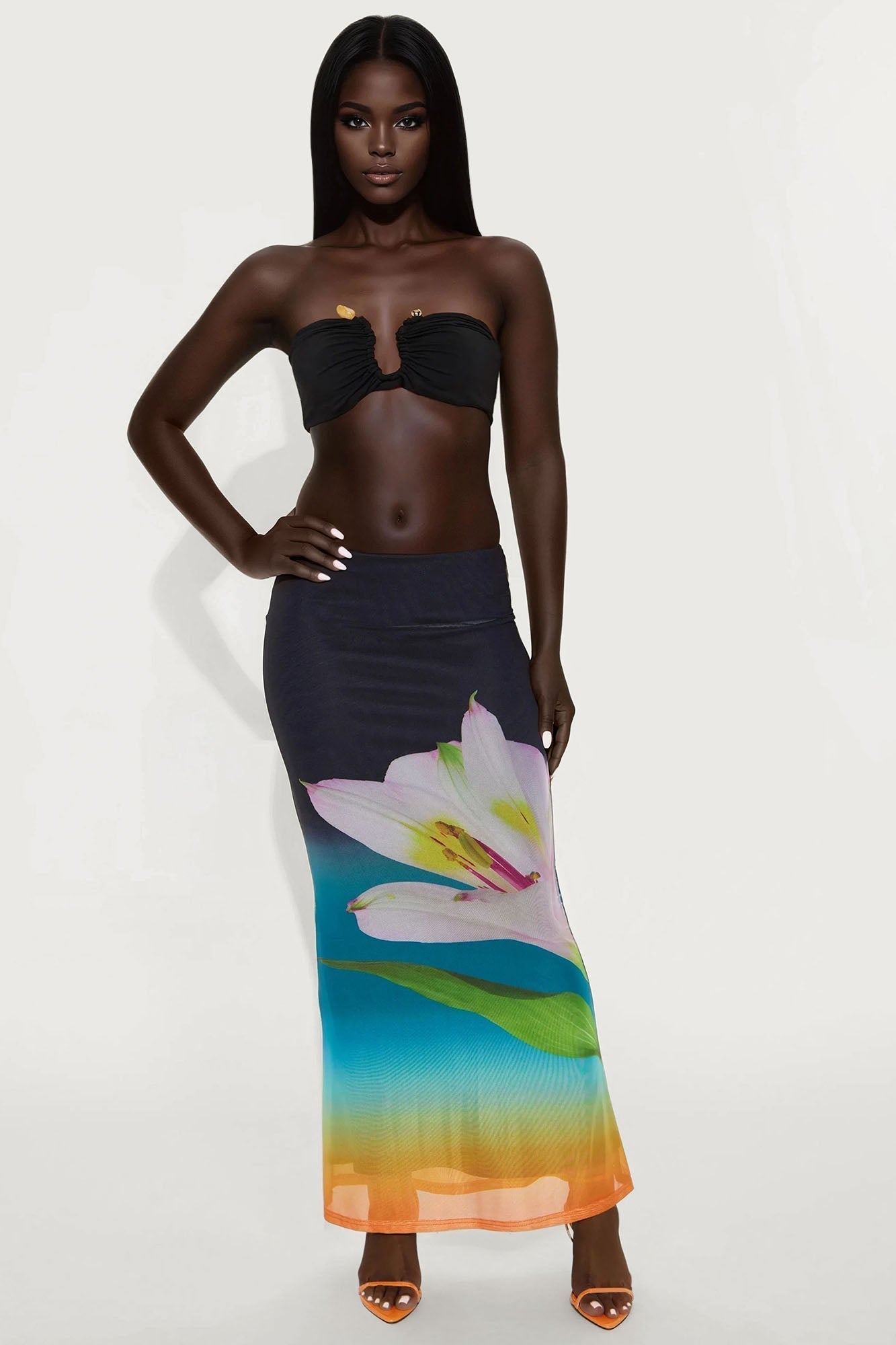 Sunbathing Babe Ruched Bandeau Top - Black