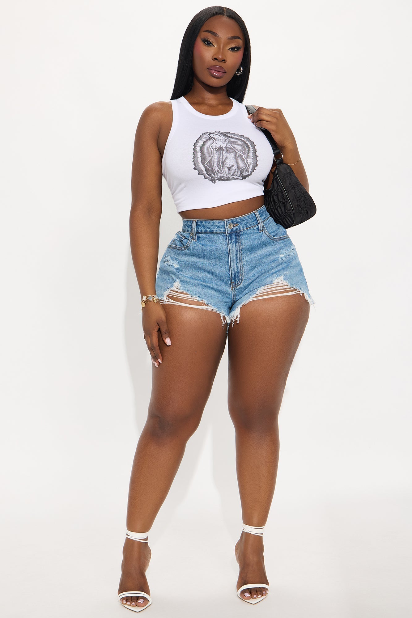 Give Me A Sign Distressed Denim Shorts - Medium Wash
