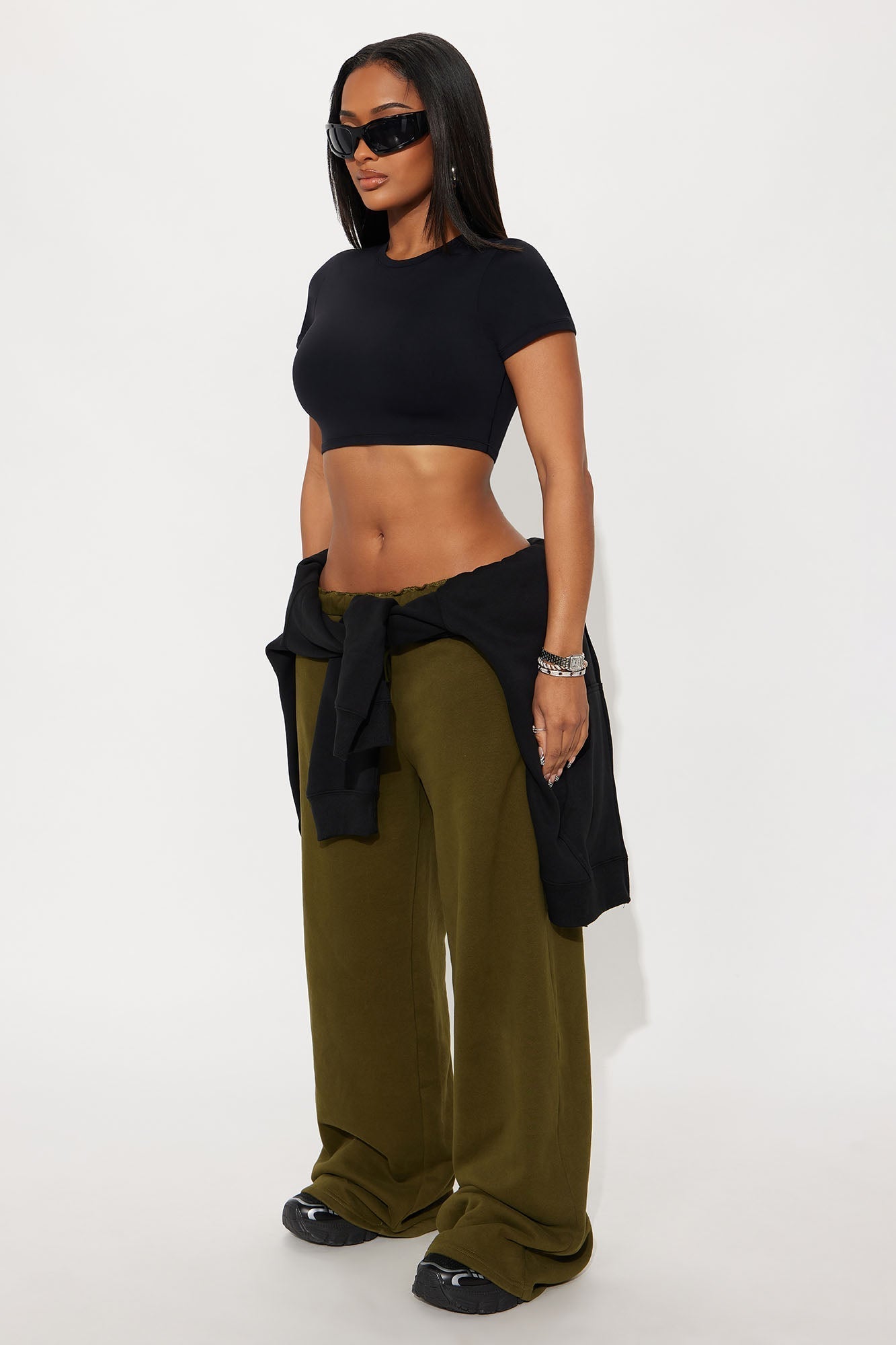 Second Skin Double Lined Super Cropped Tee - Black