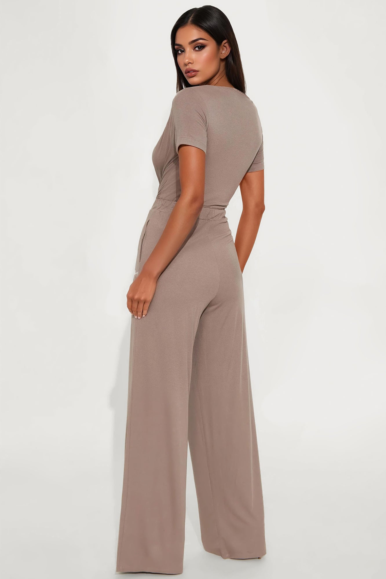 Francesca Rayon Blend Jumpsuit - Taupe