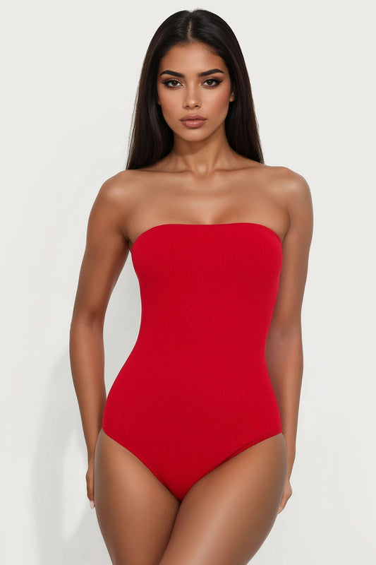 Demi Double Lined Tube Bodysuit - DarkRed