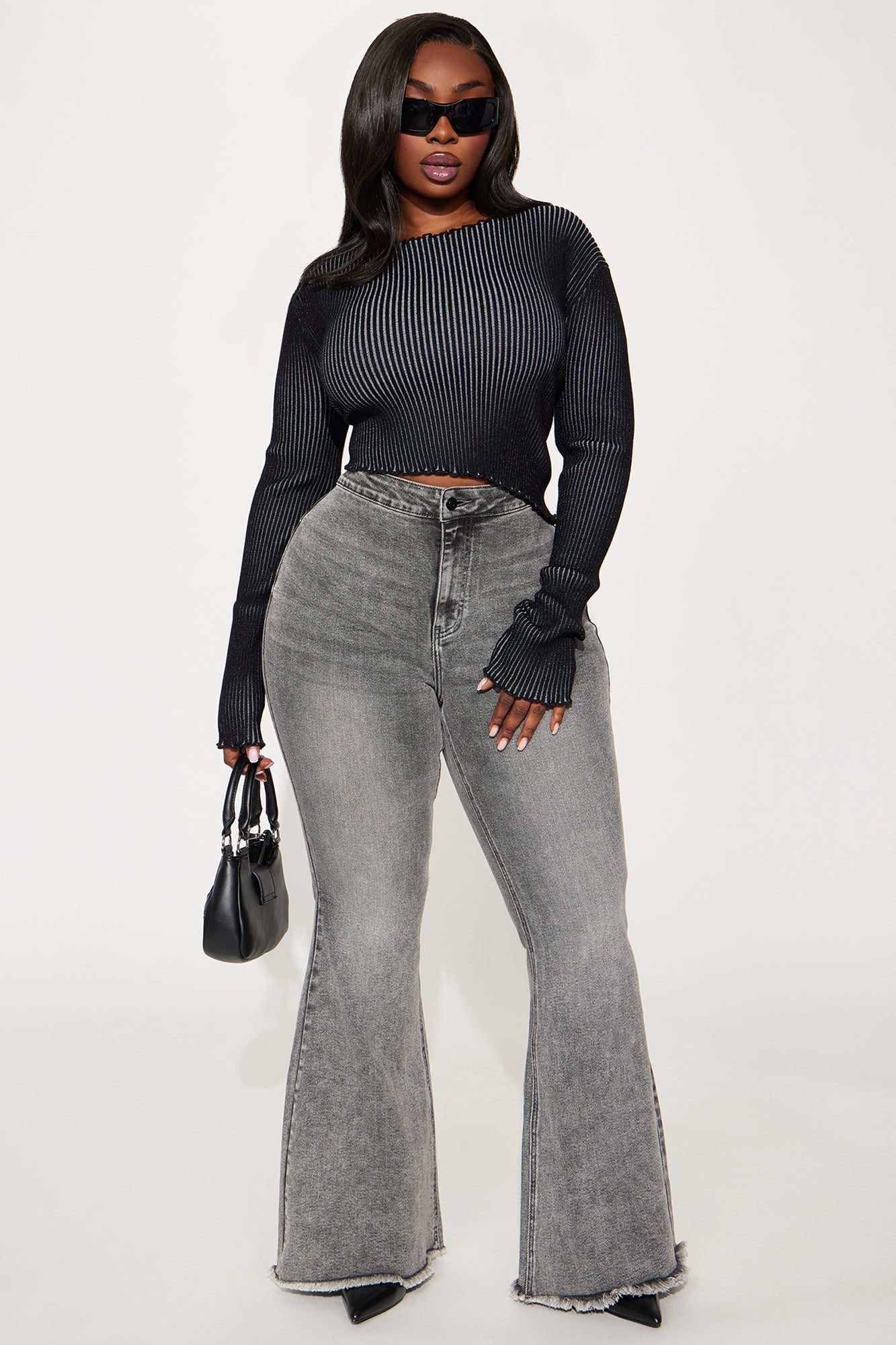 Switched Up Washed Sweater - Black