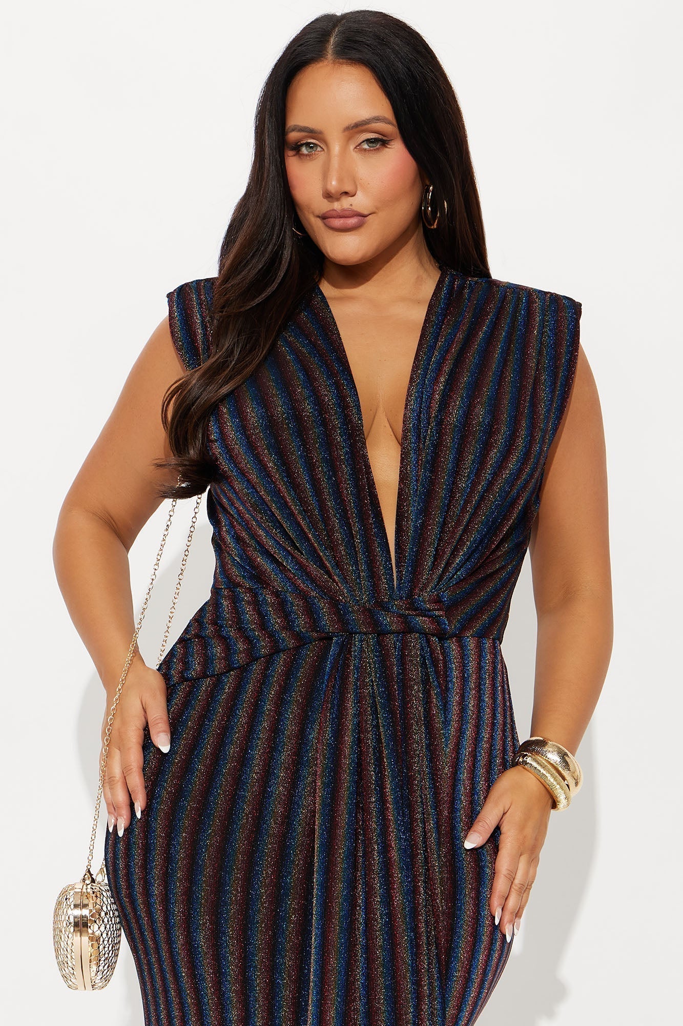 Private Occasion Metallic Rainbow Maxi Dress - Multi Color