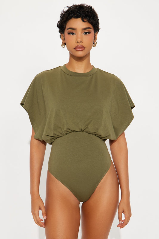 Weekend Plans Short Sleeve Bodysuit - Olive