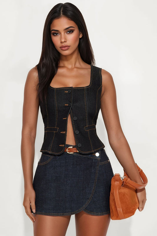 Denim Love Affair Vest - Dark Wash