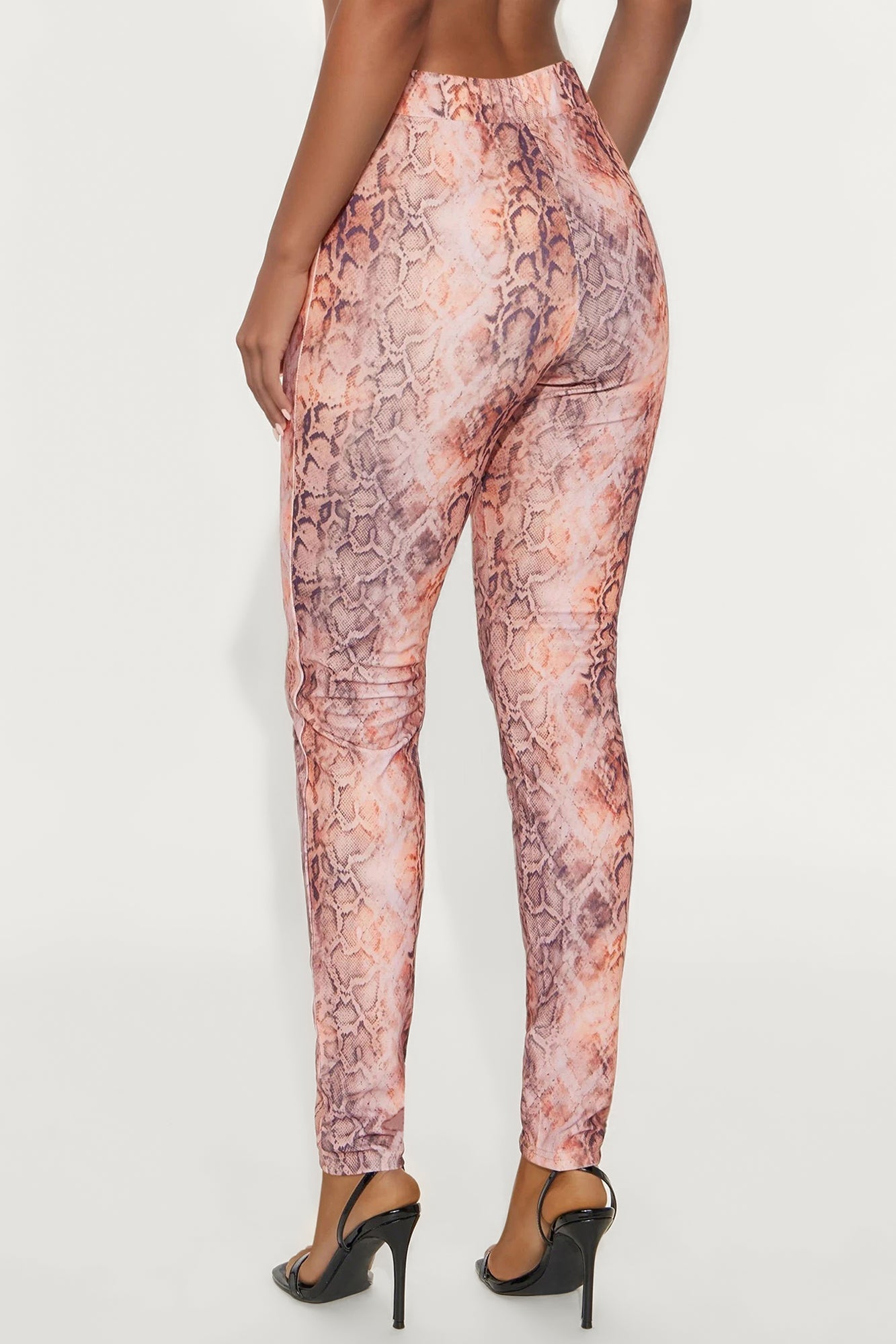 Wild One Snakeskin Skinny Pull On Pant - Rust