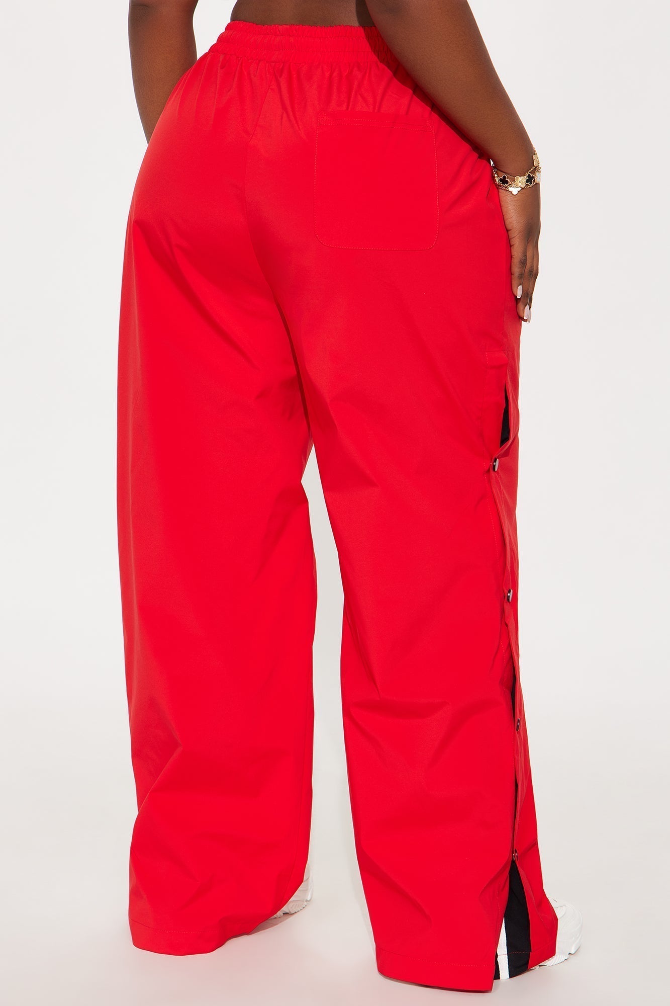 Jennie Snap Button Track Pant - Red/White