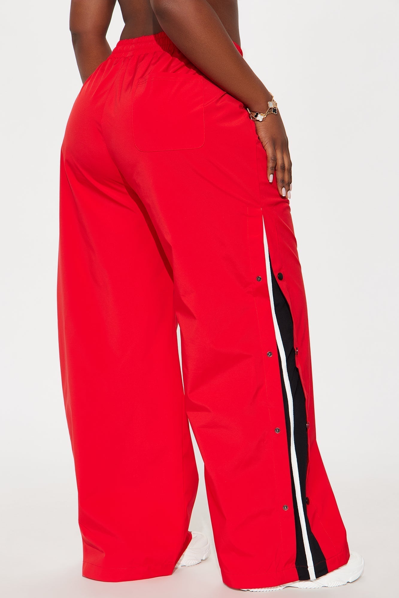 Jennie Snap Button Track Pant - Red/White