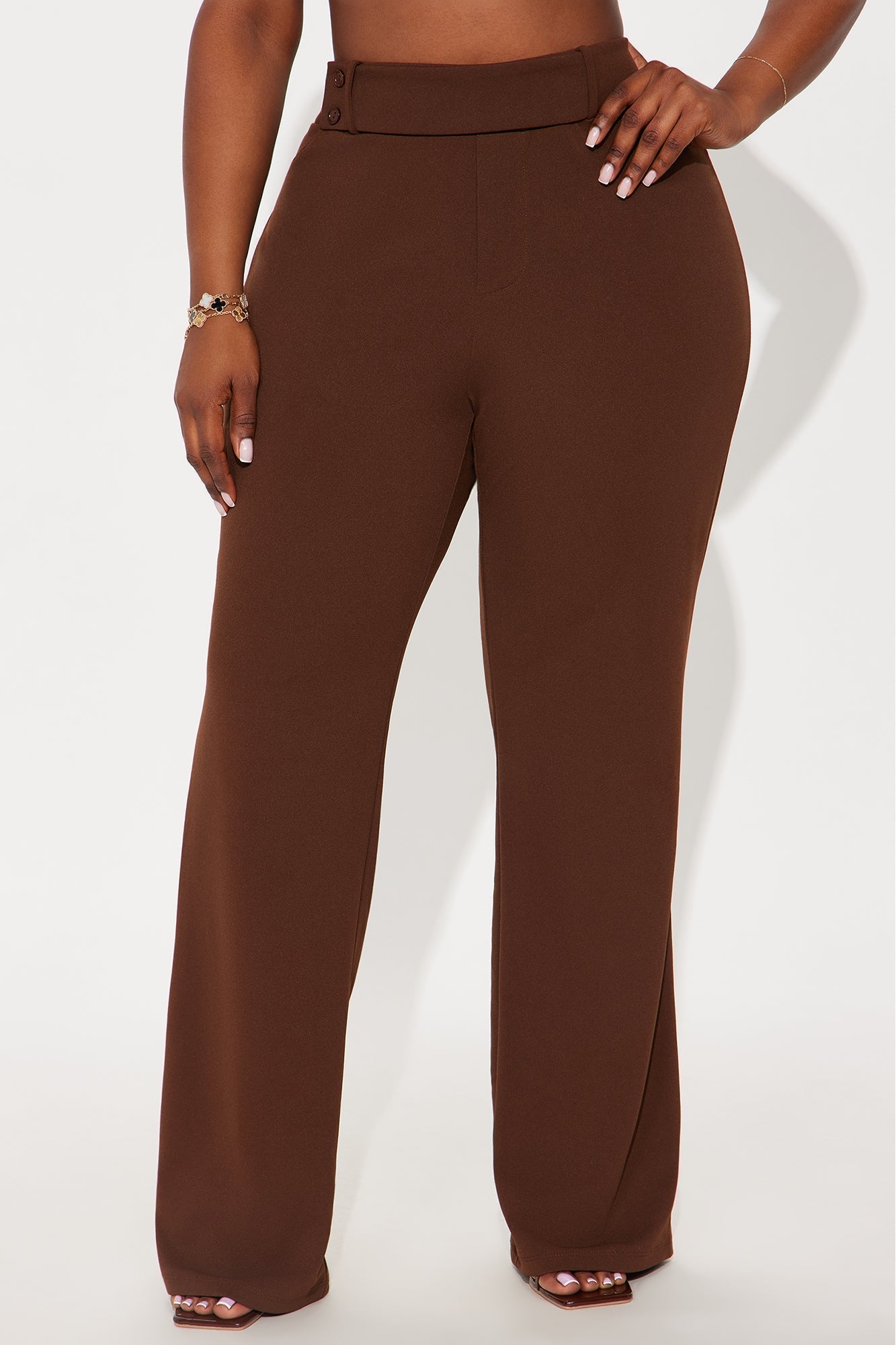 Office Tea Straight Leg Trouser Pant - Chocolate