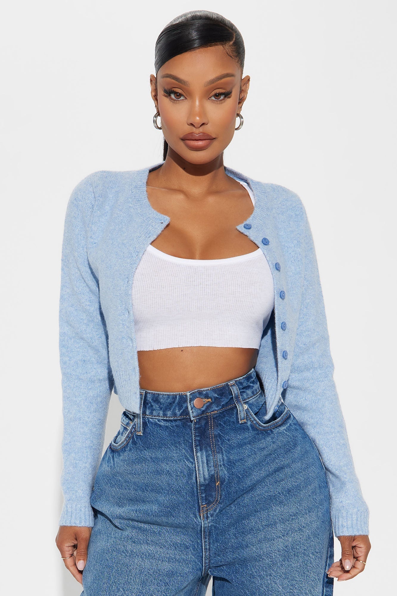 Sweet Sensation Cropped Cardigan - Blue